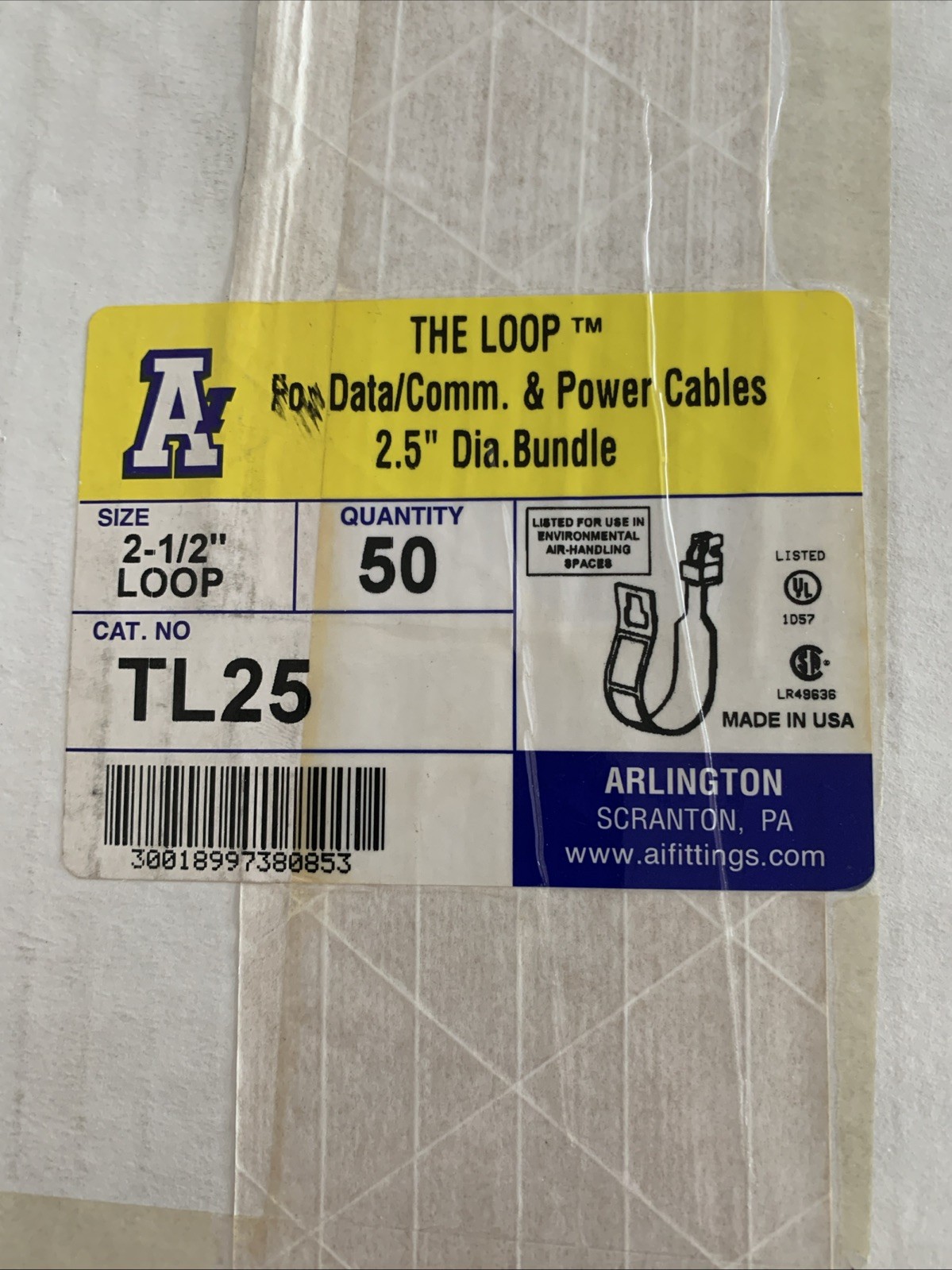 Arlington TL25 The Loop 2 1/2” Dia Bundle Cable Data Comm Management Box of 50
