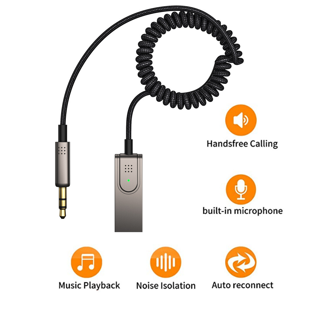USA Aux to Bluetooth 5.1 Adapter 3.5mm Bluetooth Receiver Microphone for Car