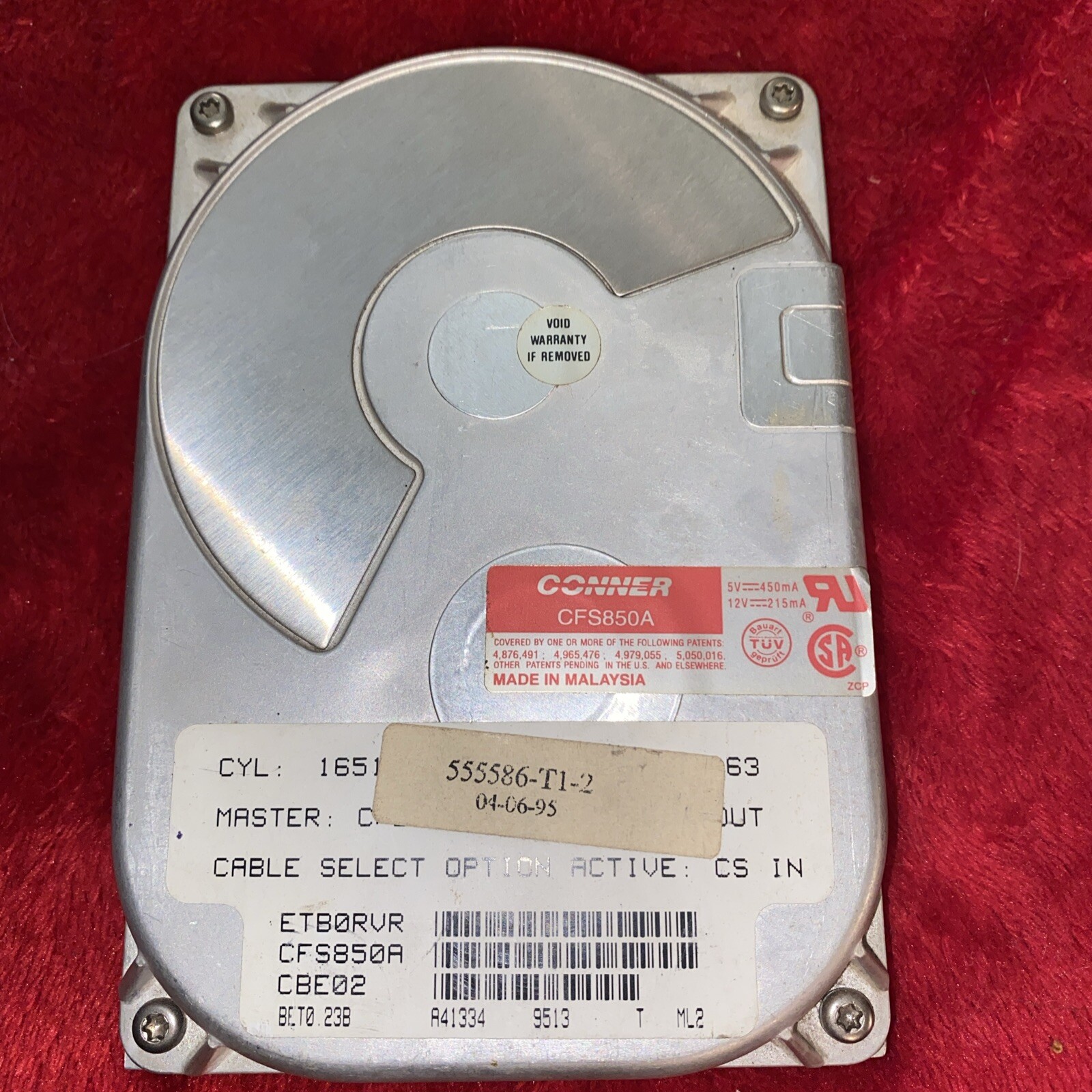 Conner CFS850A 188803-301 IDE 3.5'' Hard Drive from Packard Bell Computer Tested