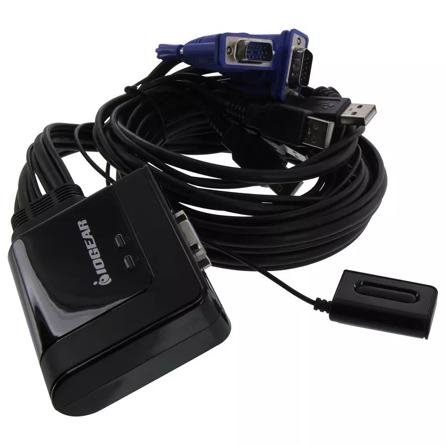 IOGEAR 2-Port USB VGA Cabled KVM Switch GCS22U  PC, MAC, SUN