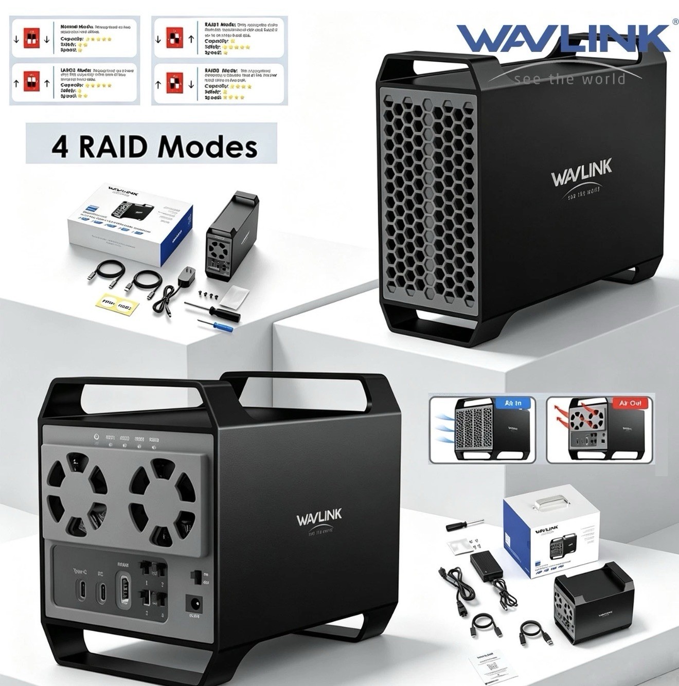WAVLINK Dual Bay SATA HDD SSD Enclosure USB-C 10Gbps Open Box Never Used