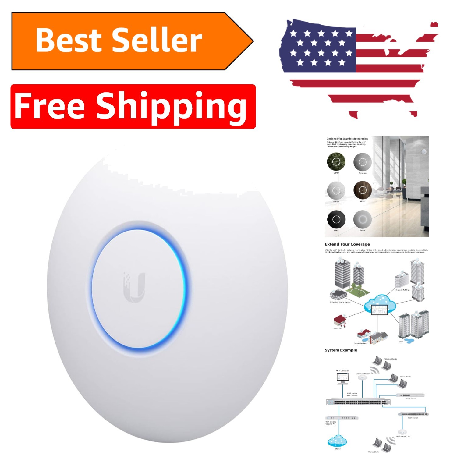 UniFi nanoHD Access Point - Compact, Dual-Band MU-MIMO Wi-Fi 5 for 200+ Users