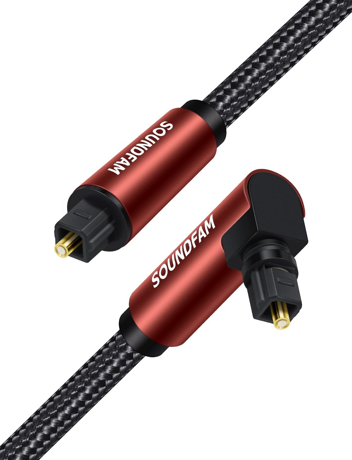 90 Degree Optical Cable 10ft/3M Digital Audio Optical Toslink Cable 360 Degre...
