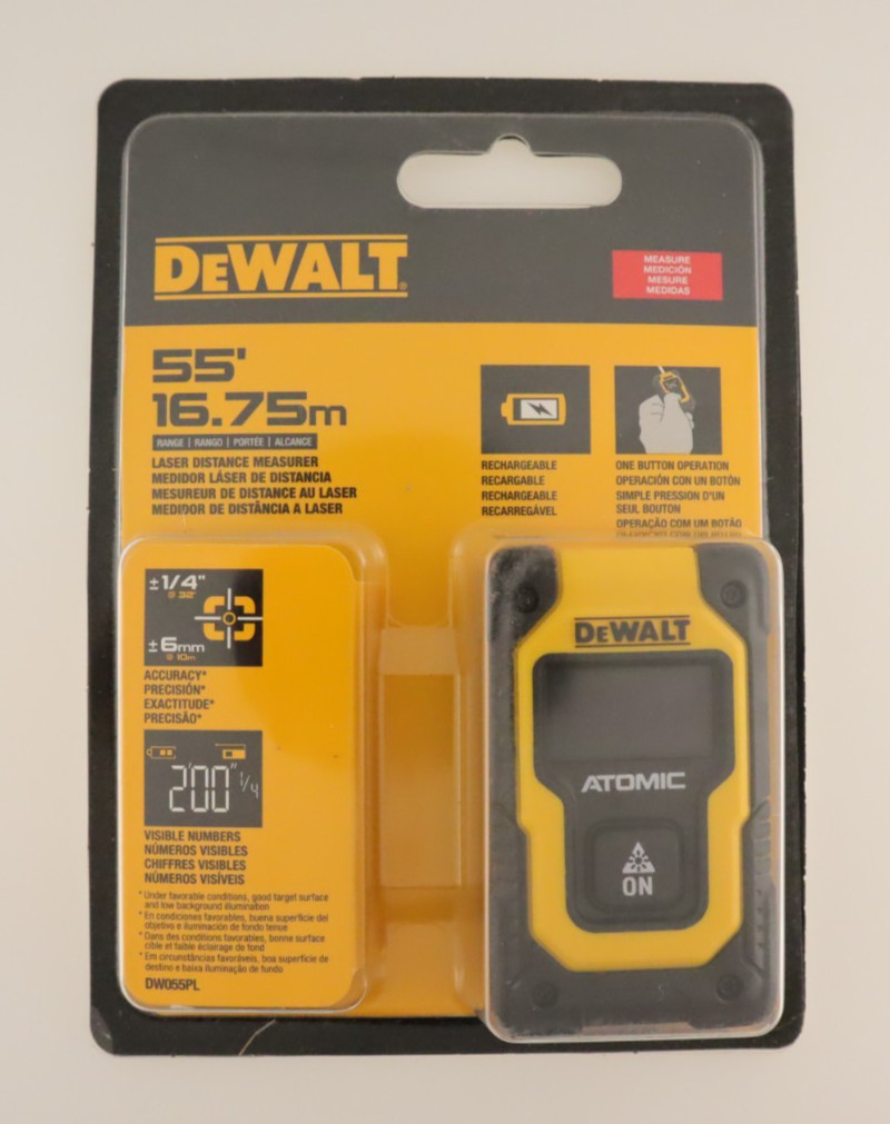 DEWALT DW055PL Atomic Laser Distance Measurer 55ft Rechargeable One Button