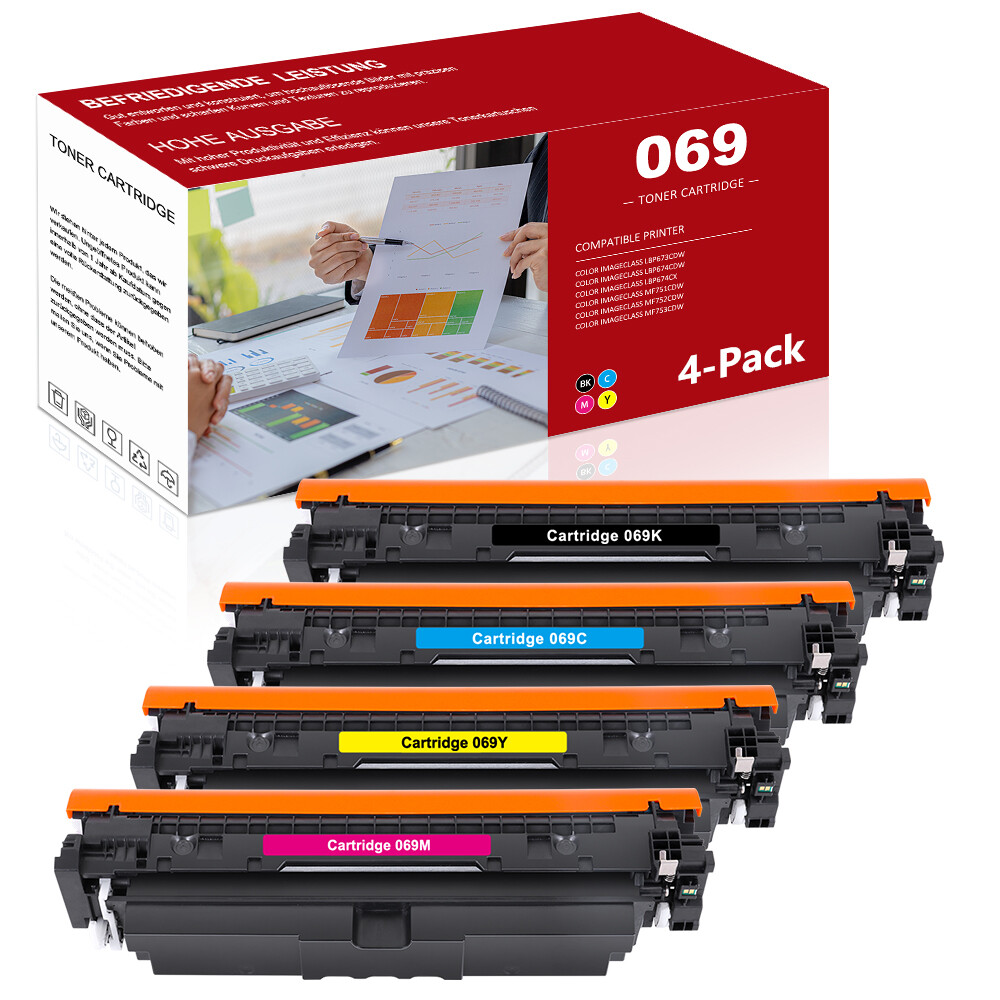 4-Pack 069 Toner Cartridge Set High Capacity Compatible for Canon 069 MF752Cdw