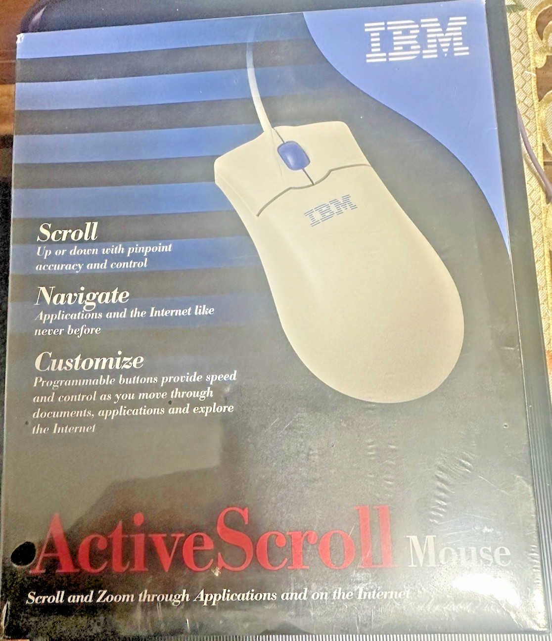 Vintage IBM Active Scroll PS/2 Computer Mouse - White 09N5514 New Sealed VGS