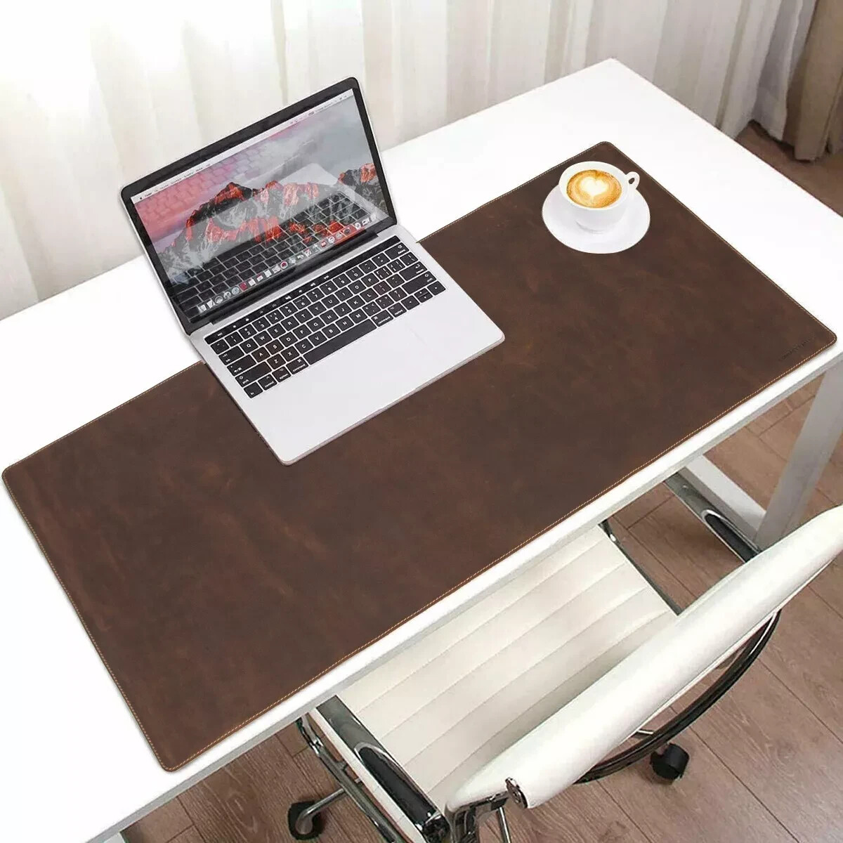 Large Cowhide Leather Desk Mat Pad – Genuine 2mm Thick Table Protector 32" x 16"