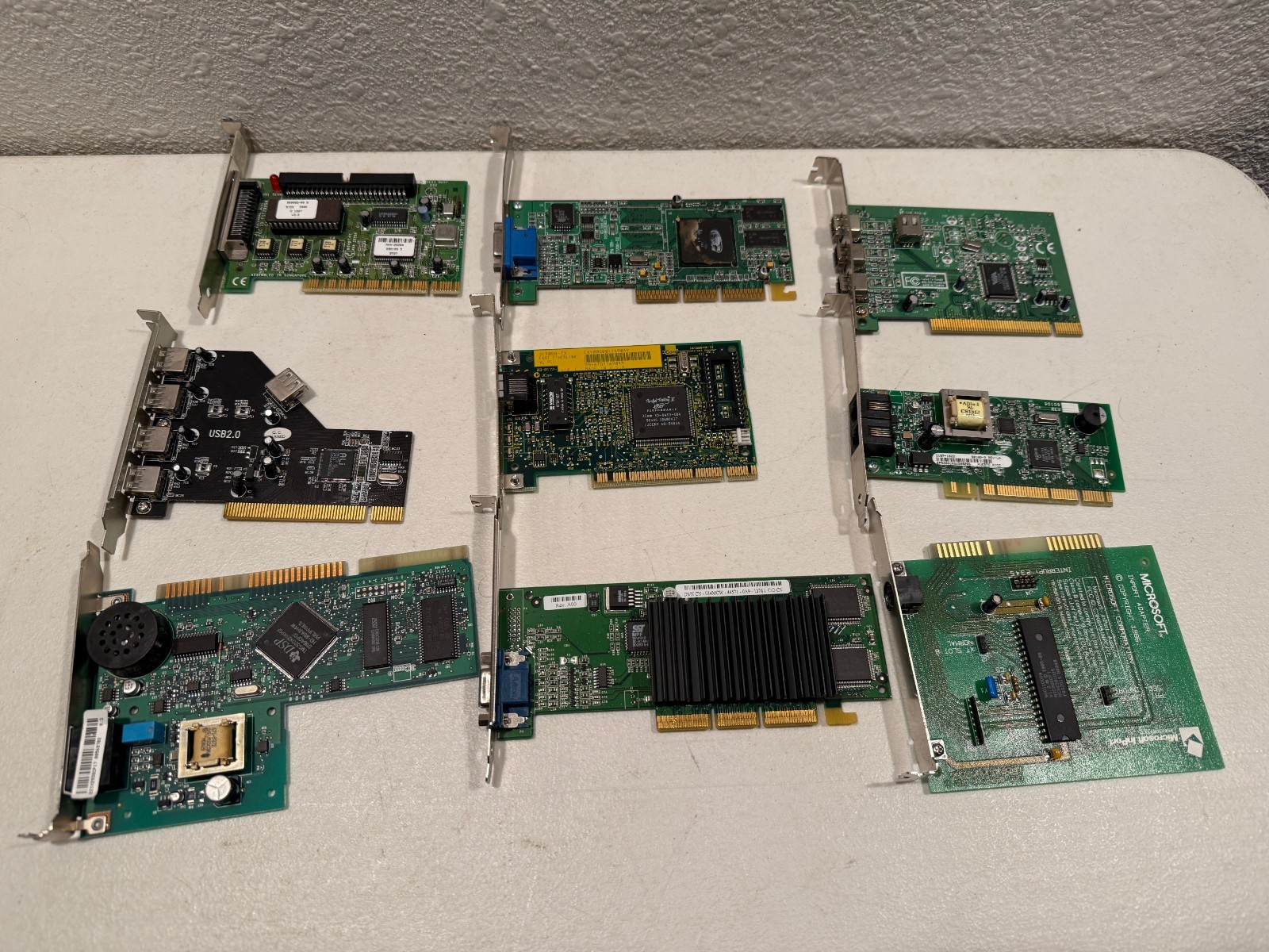Vintage Microsoft PC Expansion Cards Mixed Lot Green Black