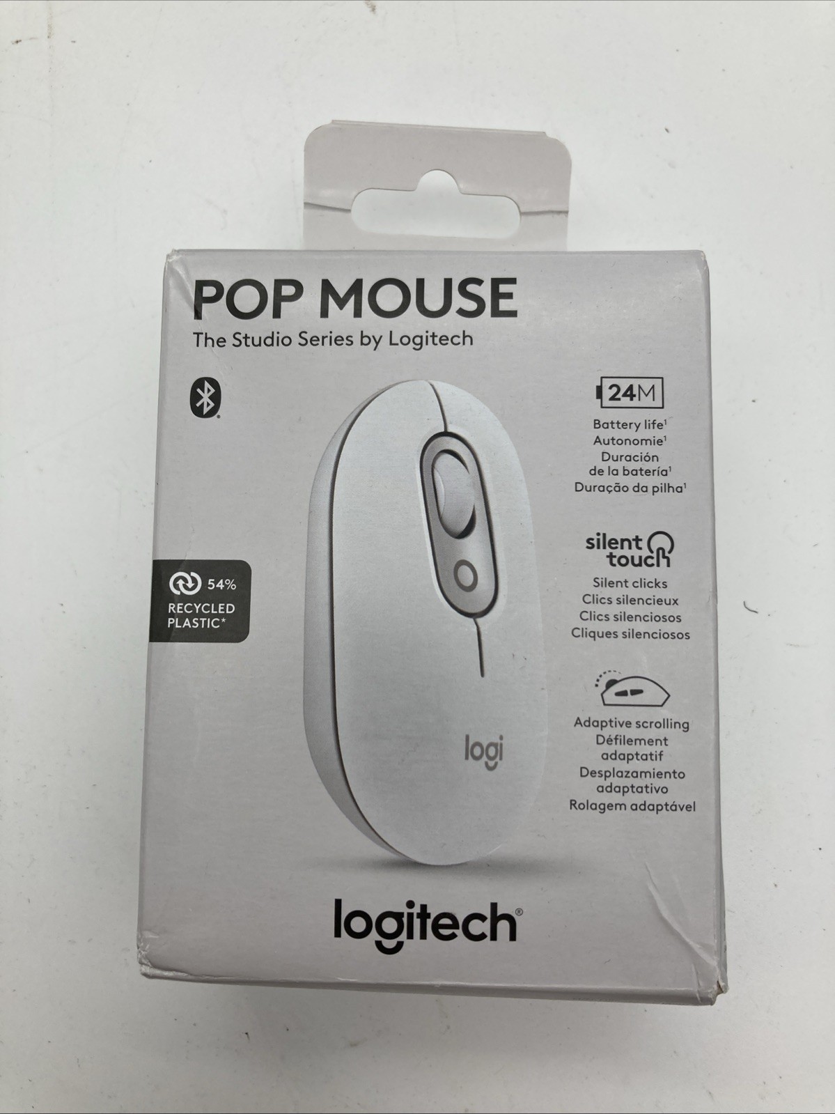 Logitech Pop Wireless Mouse Off White Compact Bluetooth Design Silent Touch