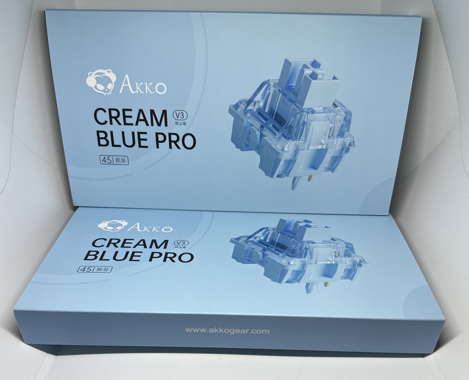 2X Akko Cream Blue Pro V3 45 Pcs-Total 90 PCs-Brand New-US Seller