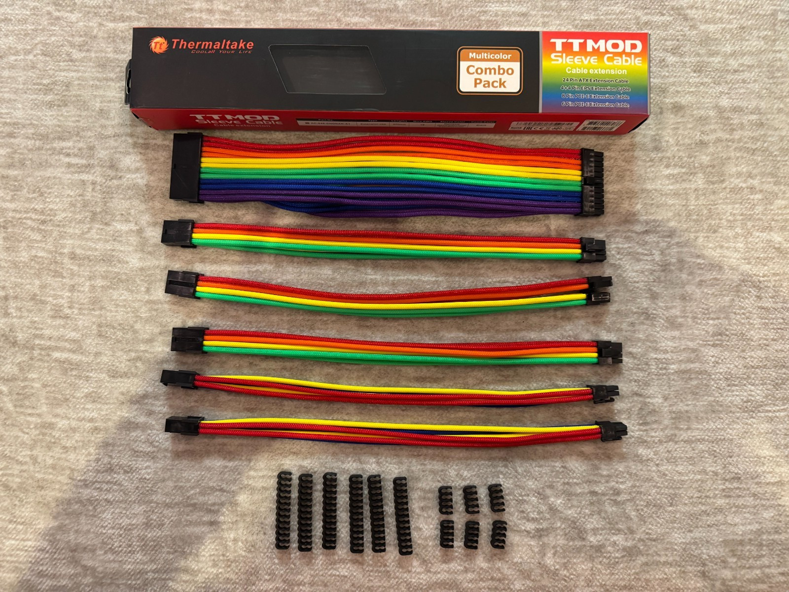 Thermaltake TTMod Sleeve Cable Combo Pack – Multicolor – Full Kit – 16AWG