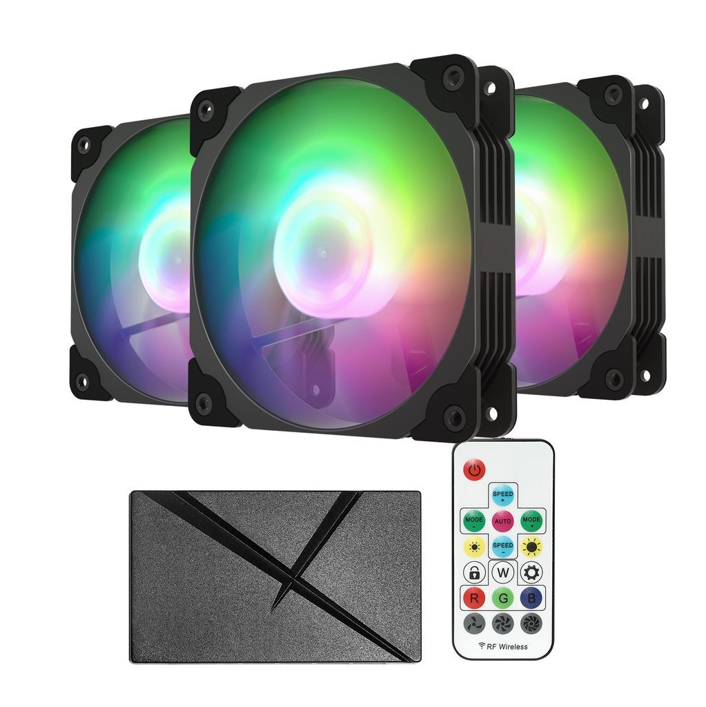 3 Pack 120mm ARGB LED Computer Case Fan for PC CPU Cooling Addressable RGB Black