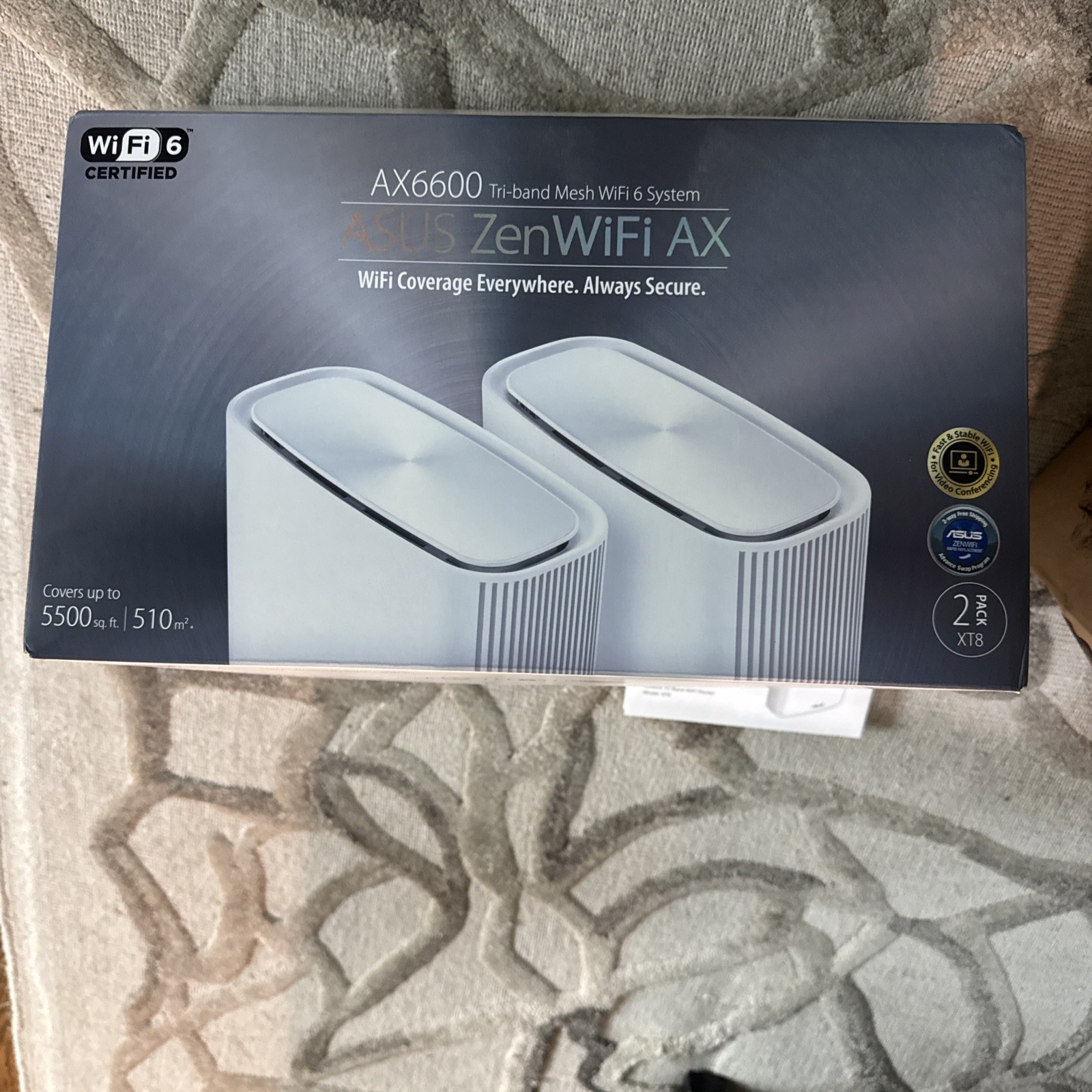 ASUS ZenWiFi AX6600 XT8 Tri-Band Mesh WiFi 6 System - 2-Pack Open Box White