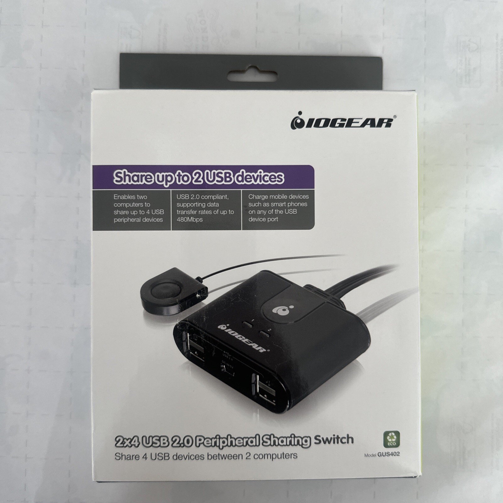 IOGEAR 2x4 2.0 Peripheral Sharing Switch GUS402 Black