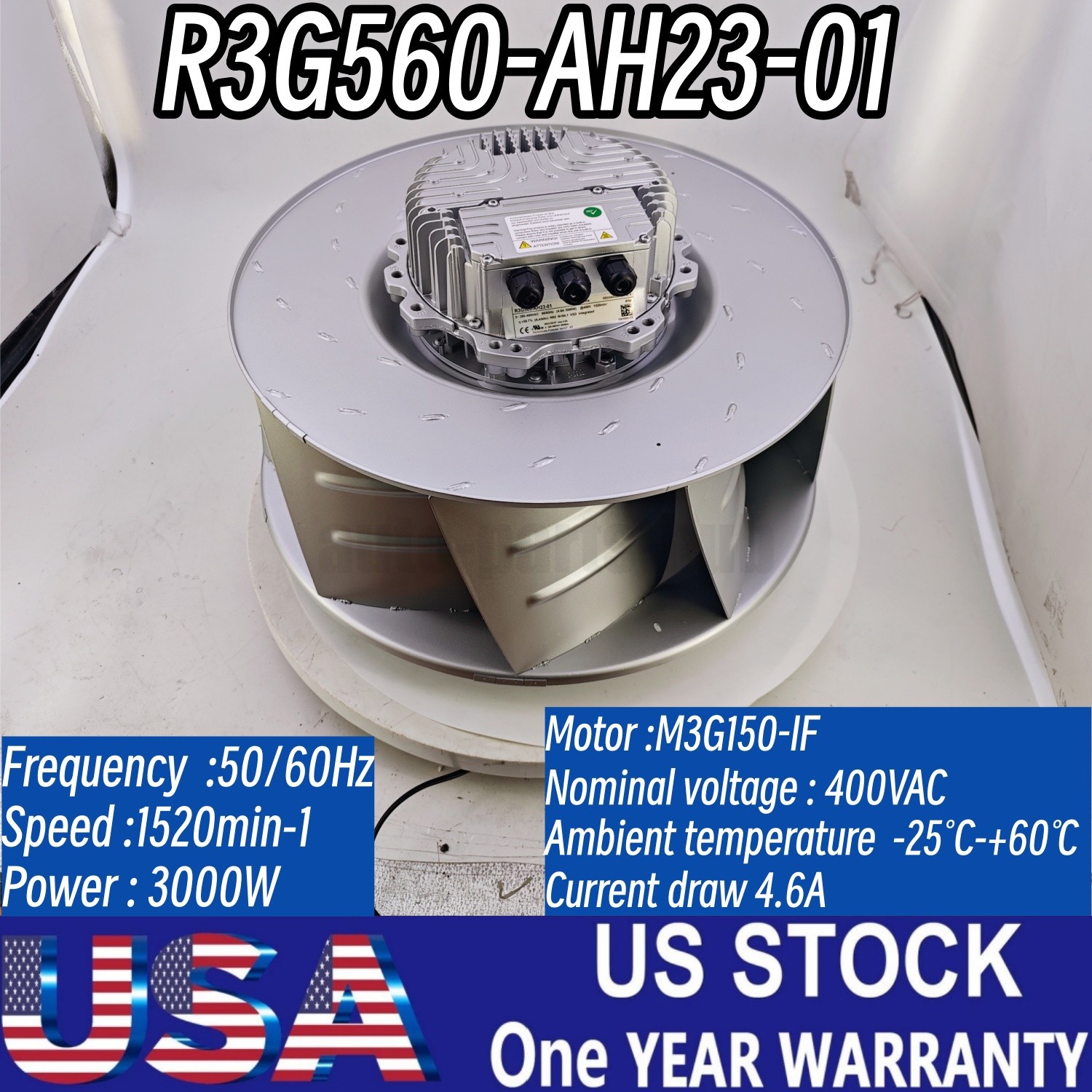 For Ebmpapst Centrifugal Fan R3G560-AH23-01 400V 4.6A 3~ 560MM 8760m3/h Cooling