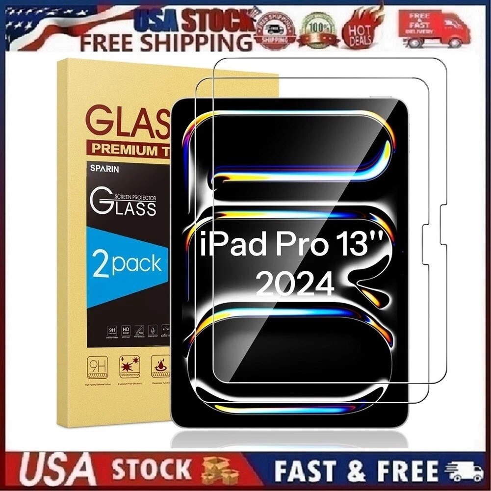 SPARIN 2-Pack Tempered Glass Screen Protector for iPad Pro 13-inch M4 2024