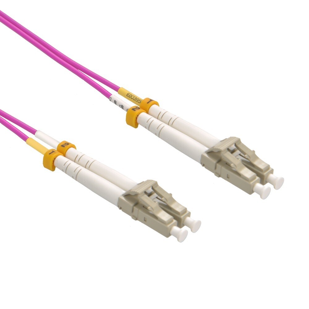 2m LC-LC Duplex 50/125 OM4 Multimo 100GB Fiber Patch Cable OFNR Violet Optic 6FT