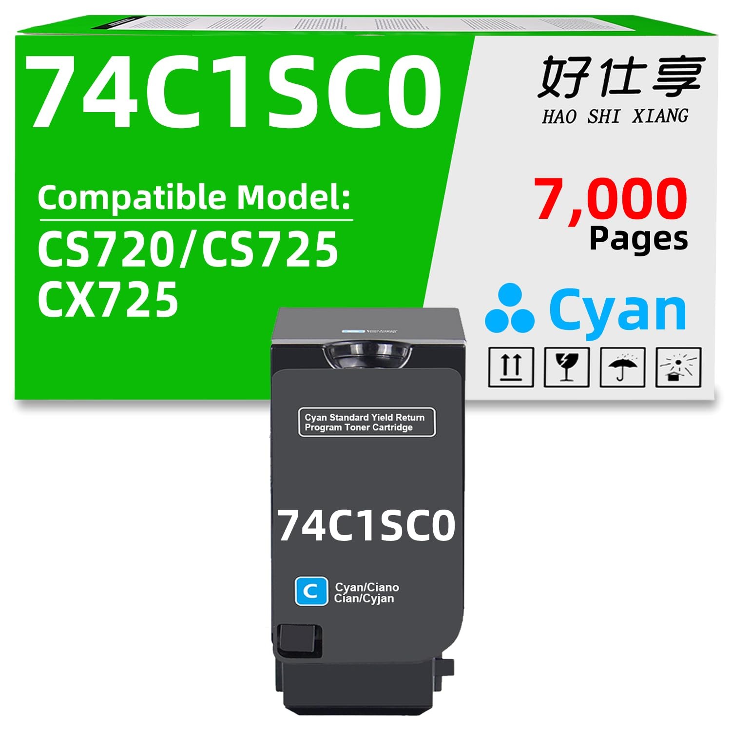 High Yield Cyan Toner Cartridge 74C1SC0 Compatible Laser Printer Toner