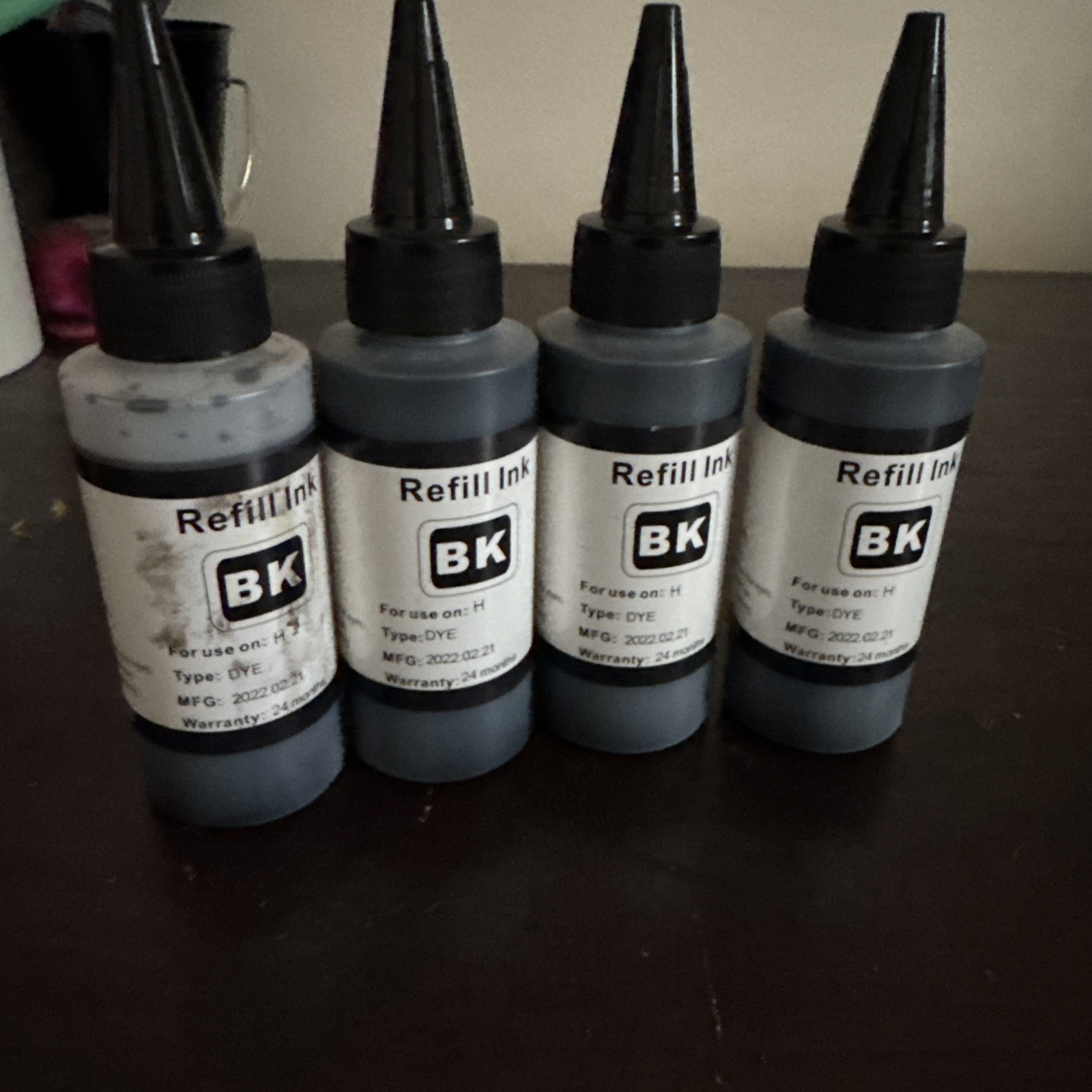 4 X Refill Ink 100 ML Pack Black - 3 New 1 Used