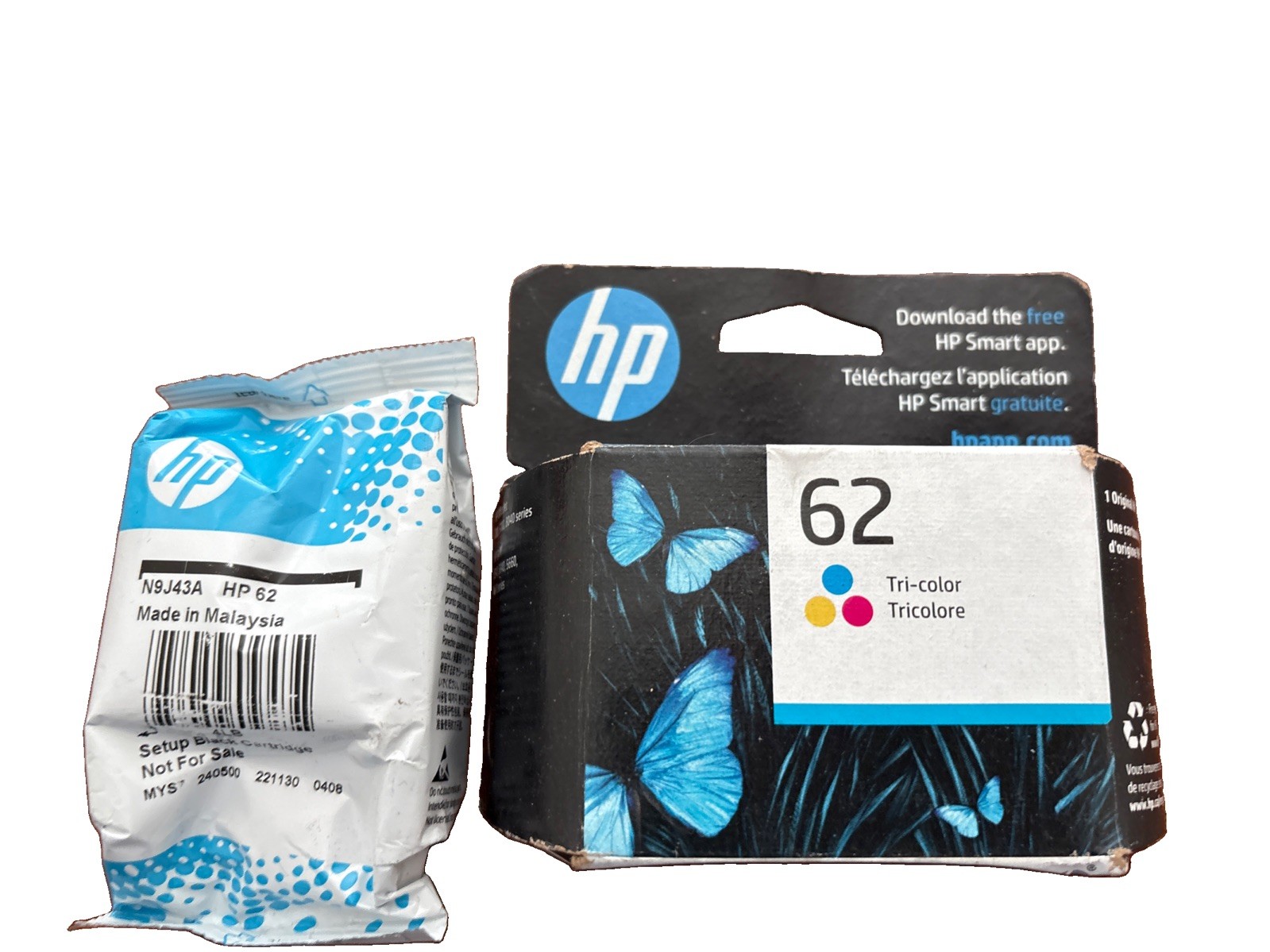 Genuine - HP 62 Black & Tri-Color Ink Cartridge 2-Pack August 2026 Open Box