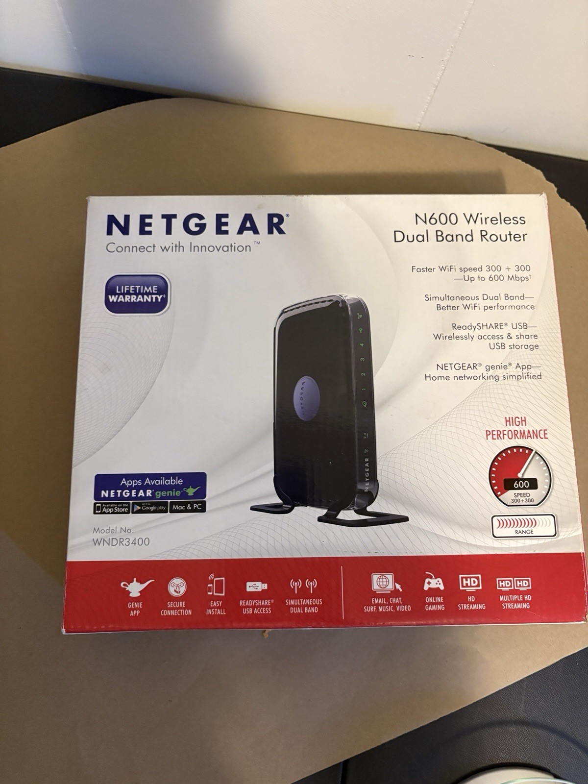NETGEAR WNDR3400 N600 Dual Band Wireless Router Complete w/ Power 