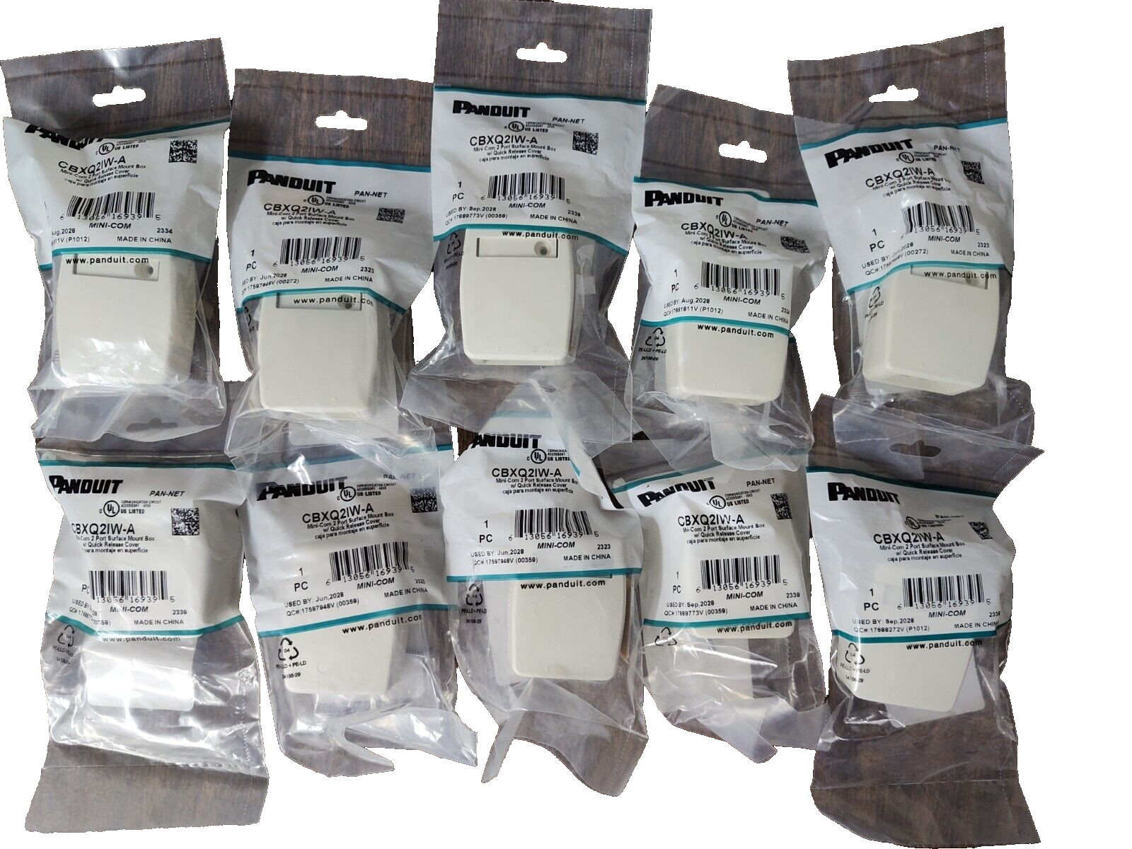 QTY 10 Panduit CBXQ2IW-A Mini-Com 2-Port Surface Mount Box / Quick Release