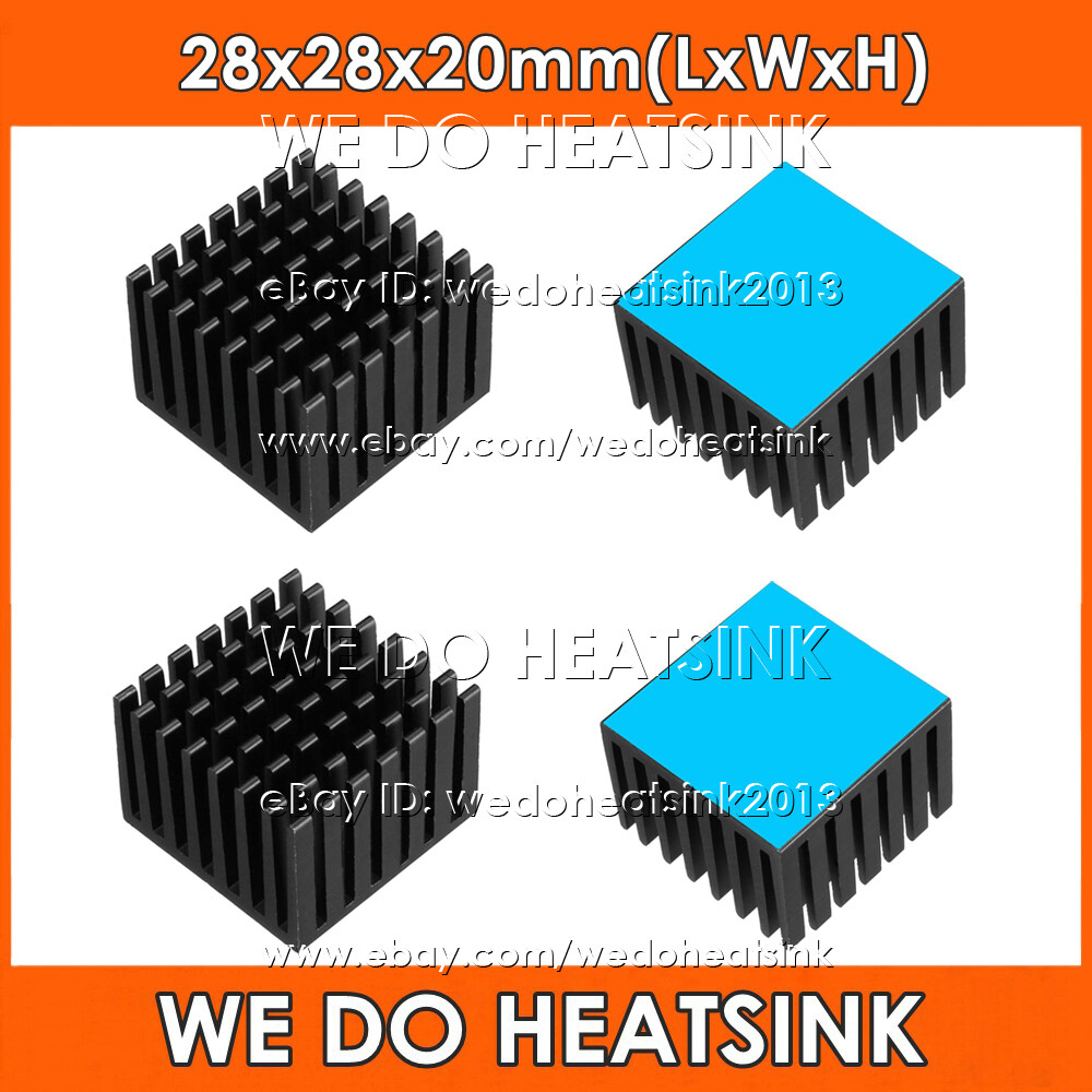 28x28x20mm Black Anodized Heatsink Radiator Cooler With Thermal Pad for CPU IC