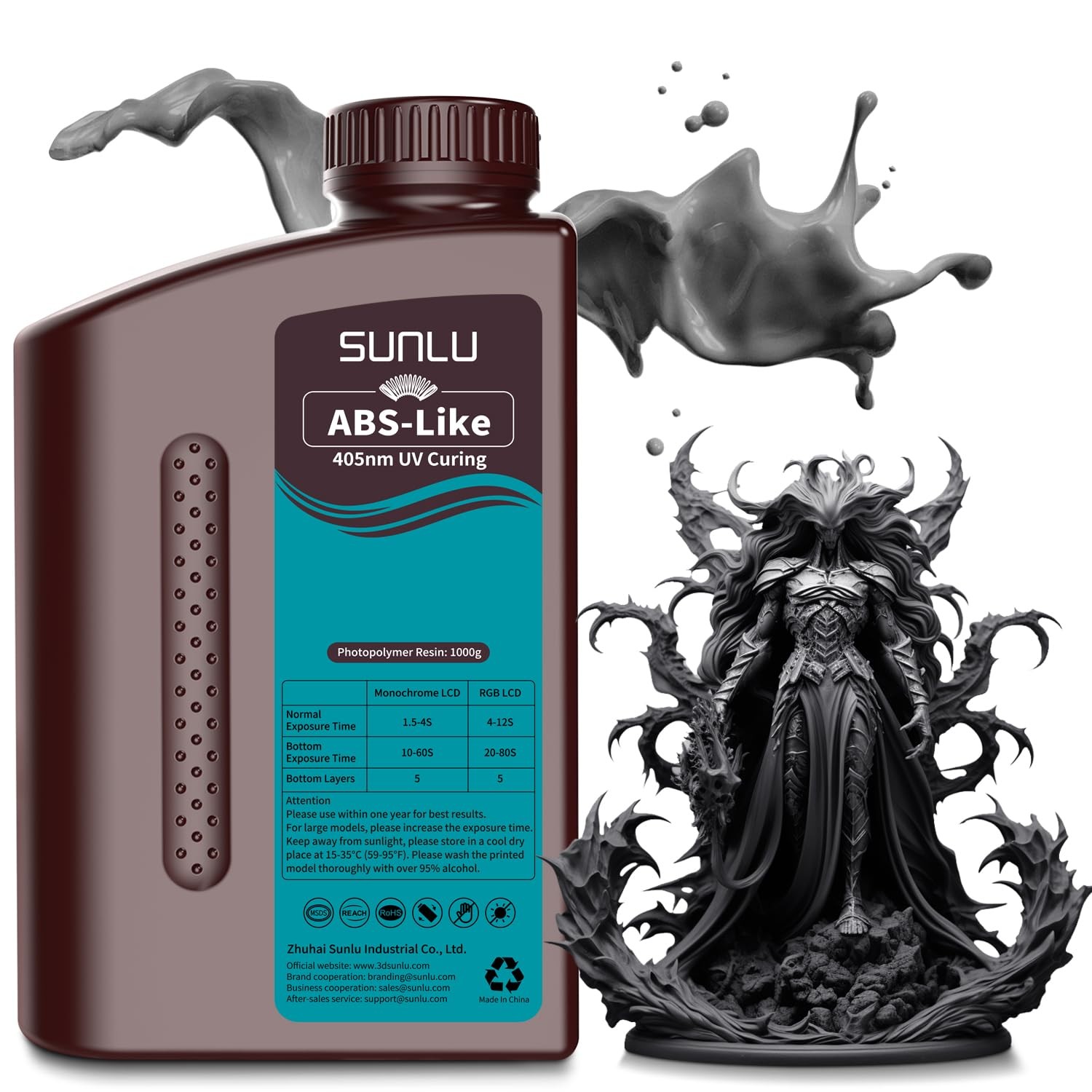 SUNLU ABS-Like 3D Printer Resin 10*1KG for LCD/SLA Non-Brittle & High Precision