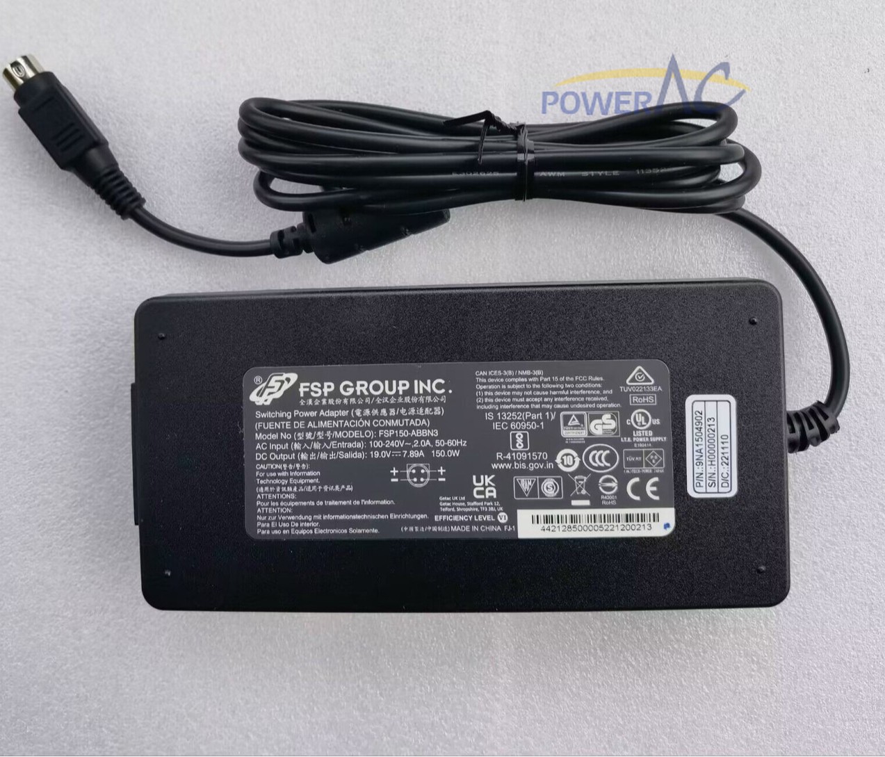 Original FSP FSP150-ABBN3 Power Supply Adapter Charger 4Hole 150W 19V 7.89A 
