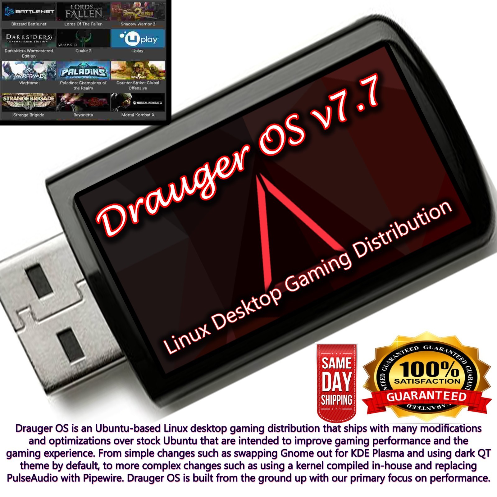 Drauger OS 7.7 Bootable USB Live Installer – Ultimate Linux Gaming OS