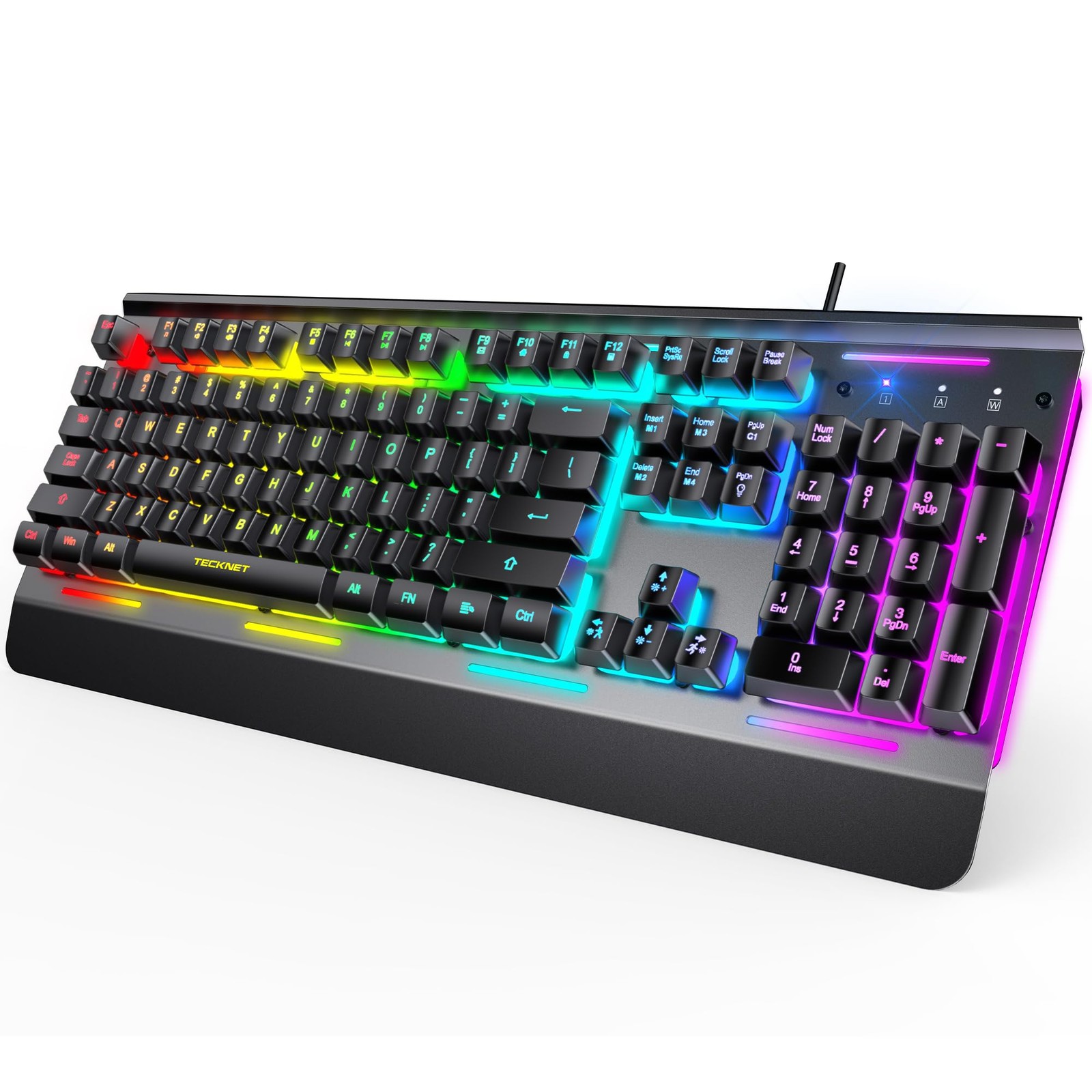 Best TECKNET Wired Gaming Keyboard, USB Computer 15-Zone RGB Illumination, IP32