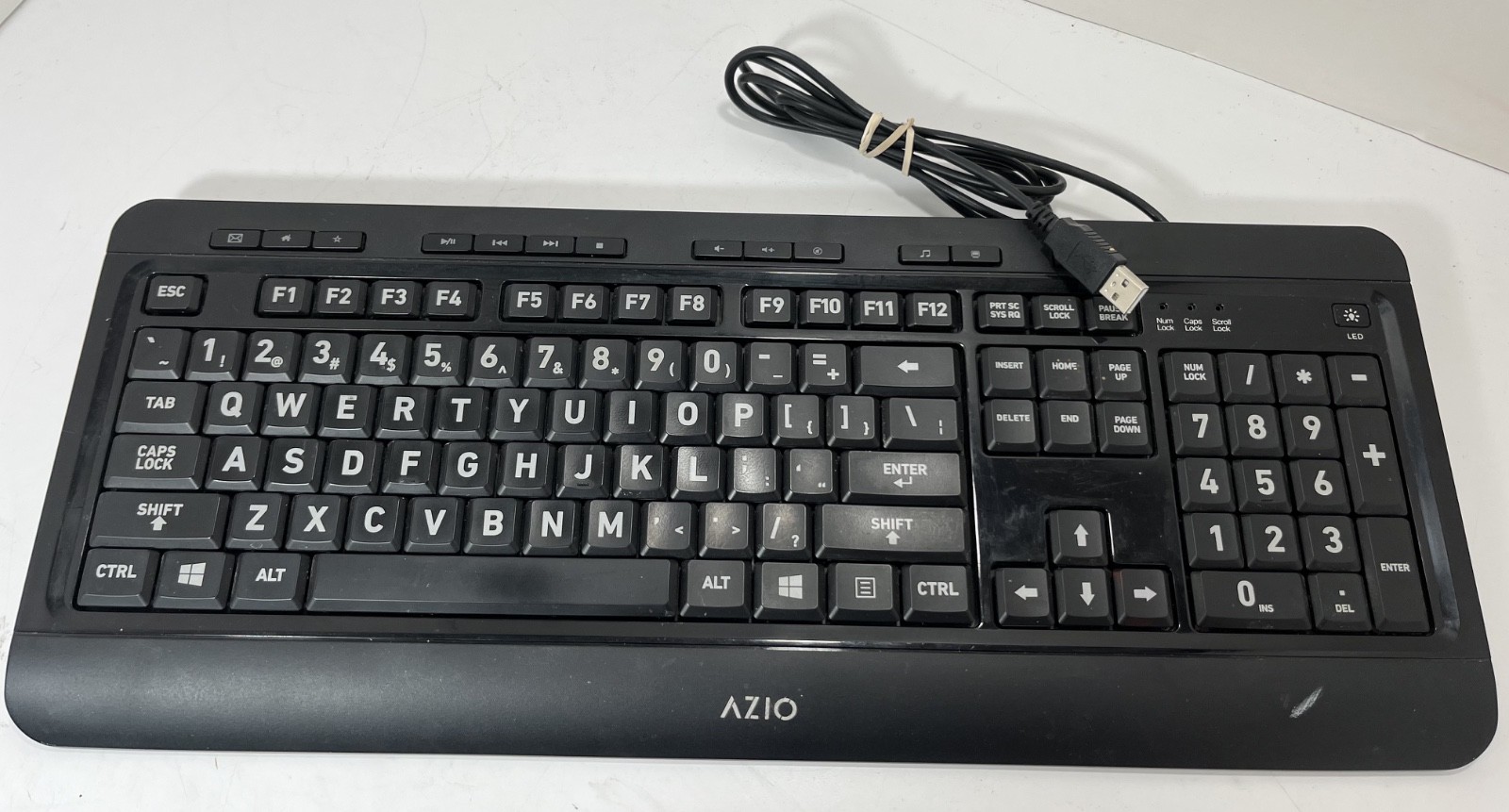AZIO Tri-Color KB505U USB Large Print Tri-Colors with LED display - TESTED