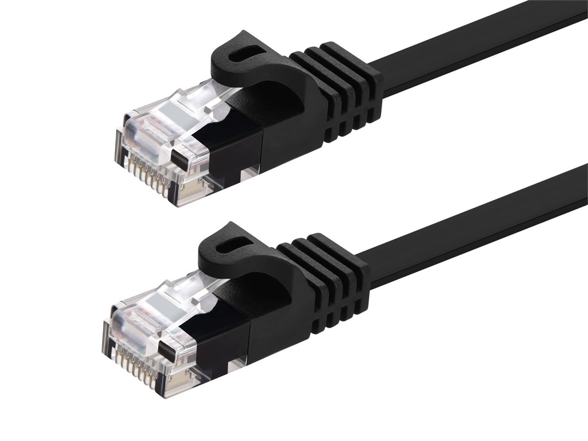 Cat5e Ethernet Patch Cable RJ45 FlatStranded 350Mhz UTP Copper 30AWG 7ft Black