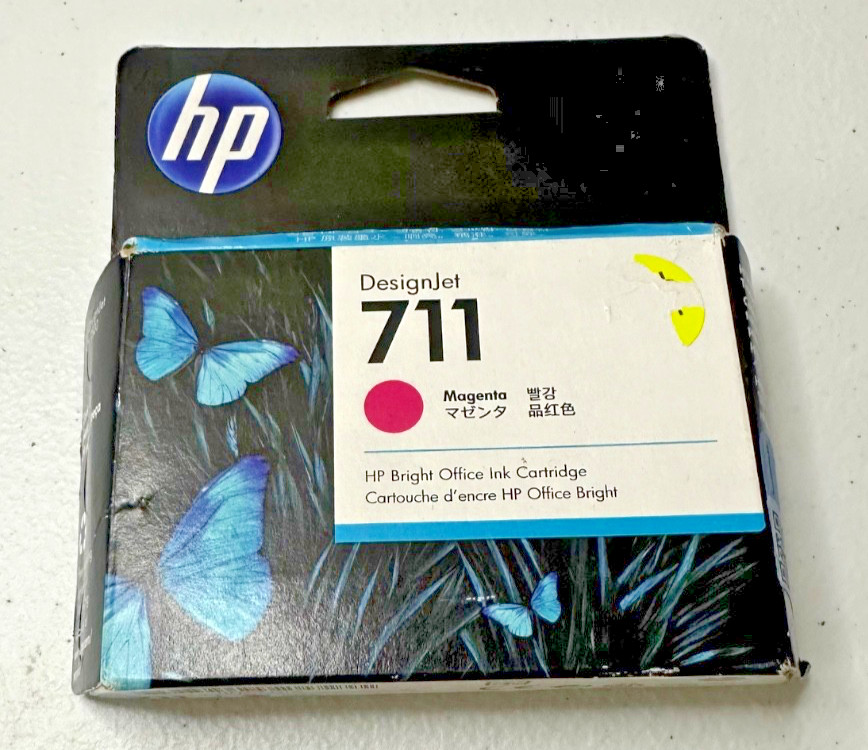 HP 711 Magenta DesignJet Ink Cartridge, CZ131A Exp 3/2025
