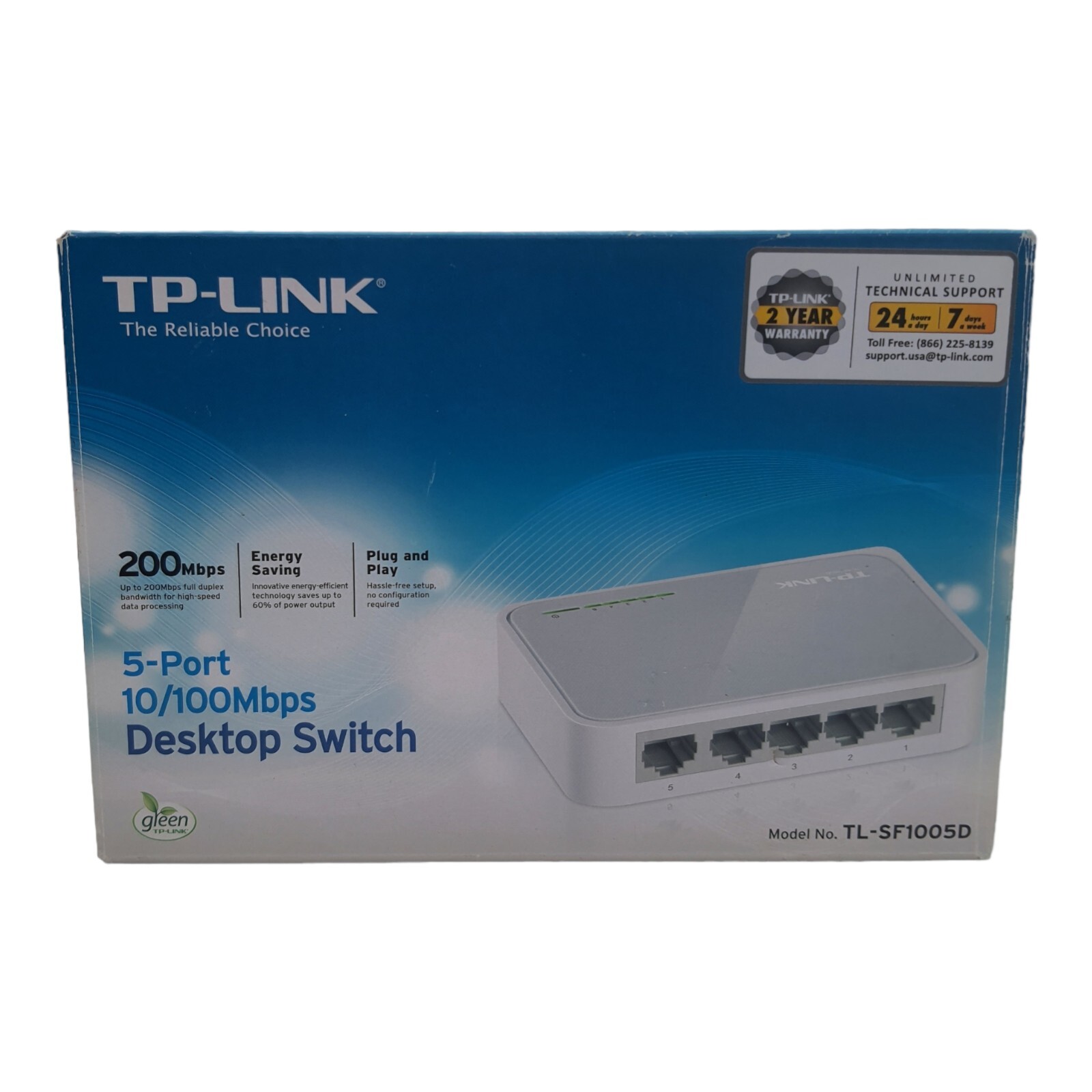 TP-Link TL-SF1005P Desktop Switch 5-Port w 4-Port PoE 10/100 200 Mbps Network 