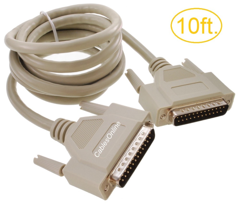 10ft. DB25 Male to Male 25-Conductor Serial/Parallel/SCSI Straight-Thru Cable