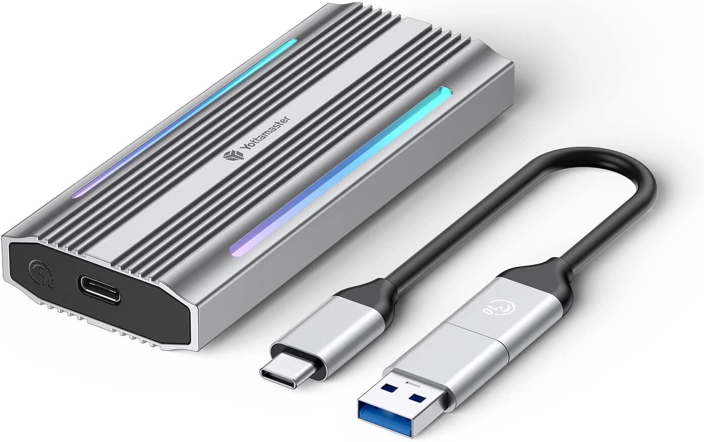 Yottamaster M.2 NVME SSD Enclosure for Gaming RGB 10Gbps USB 3.1 Gen 2 UASP Trim