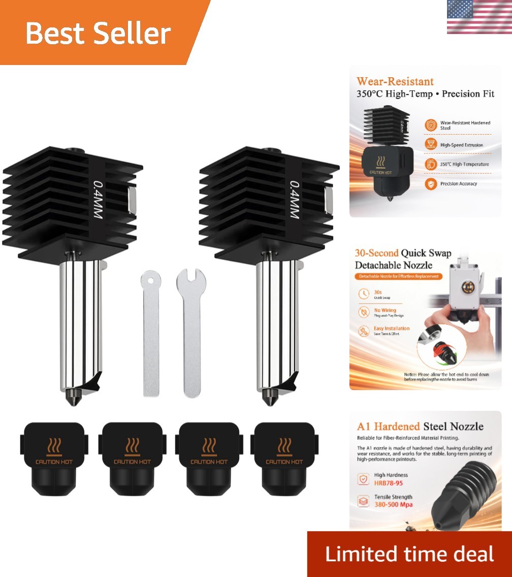 2-Pack 0.4mm Nozzle Kit for A1 Mini - Quick Installation & Performance