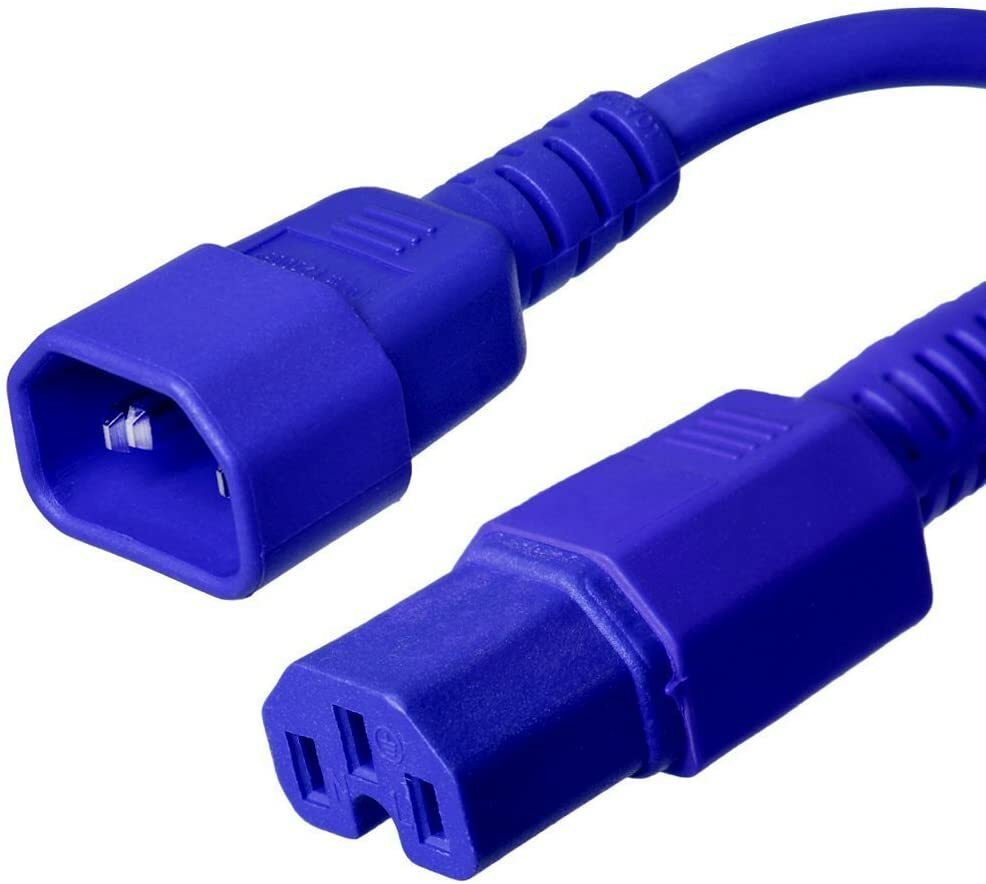 10 PACK LOT 10ft IEC C14 - C15 Blue Power Cord 14AWG 15A/1875W 100-250V 3M