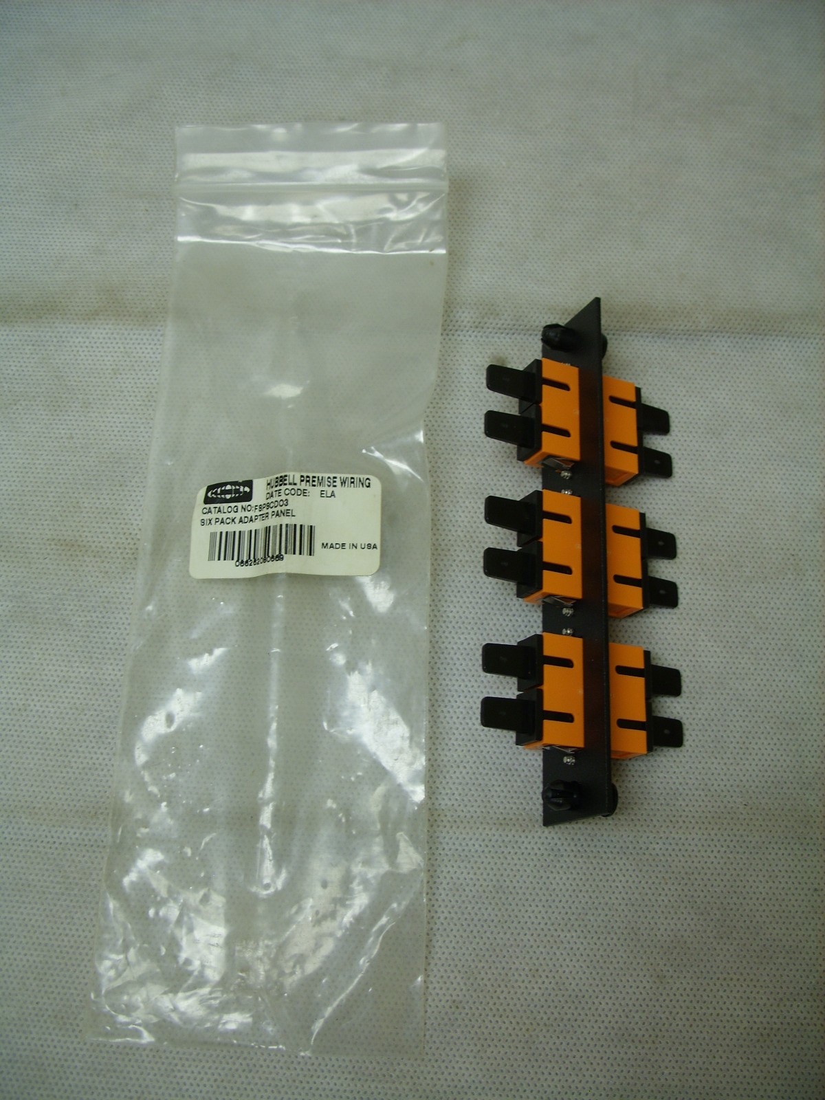 Hubbell FSPSCDO3 FSP Premise Wiring 6-Pack Adapter Panel, SC Duplex *NOS*