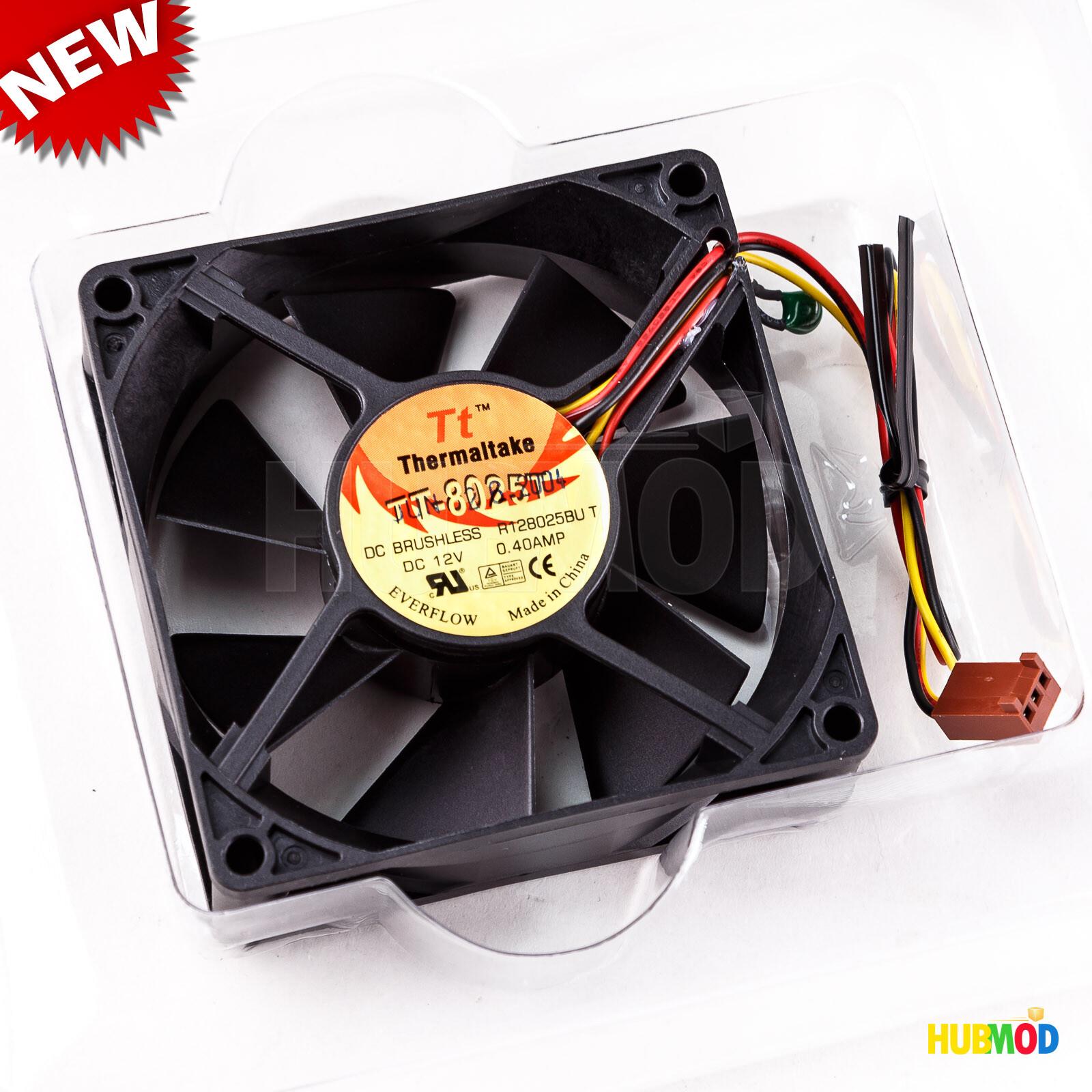 Thermaltake 80mm x 80mm x 25mm 3-Pin PC Case Cooling Fan DC 12V 0.40A TT-8025T