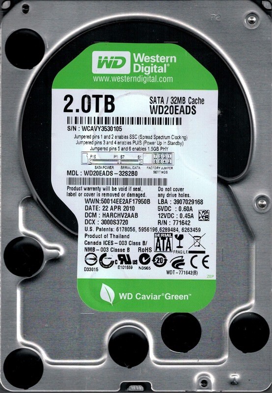 WD20EADS-32S2B0 Western Digital DCM: HARCHV2AAB 2TB