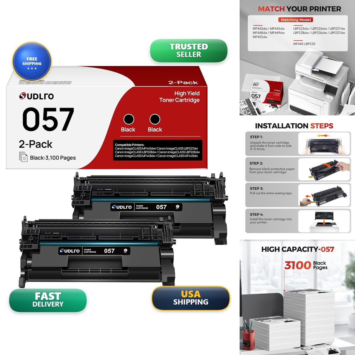 SUDLTO 057 Toner Cartridge Replacement for Canon 057