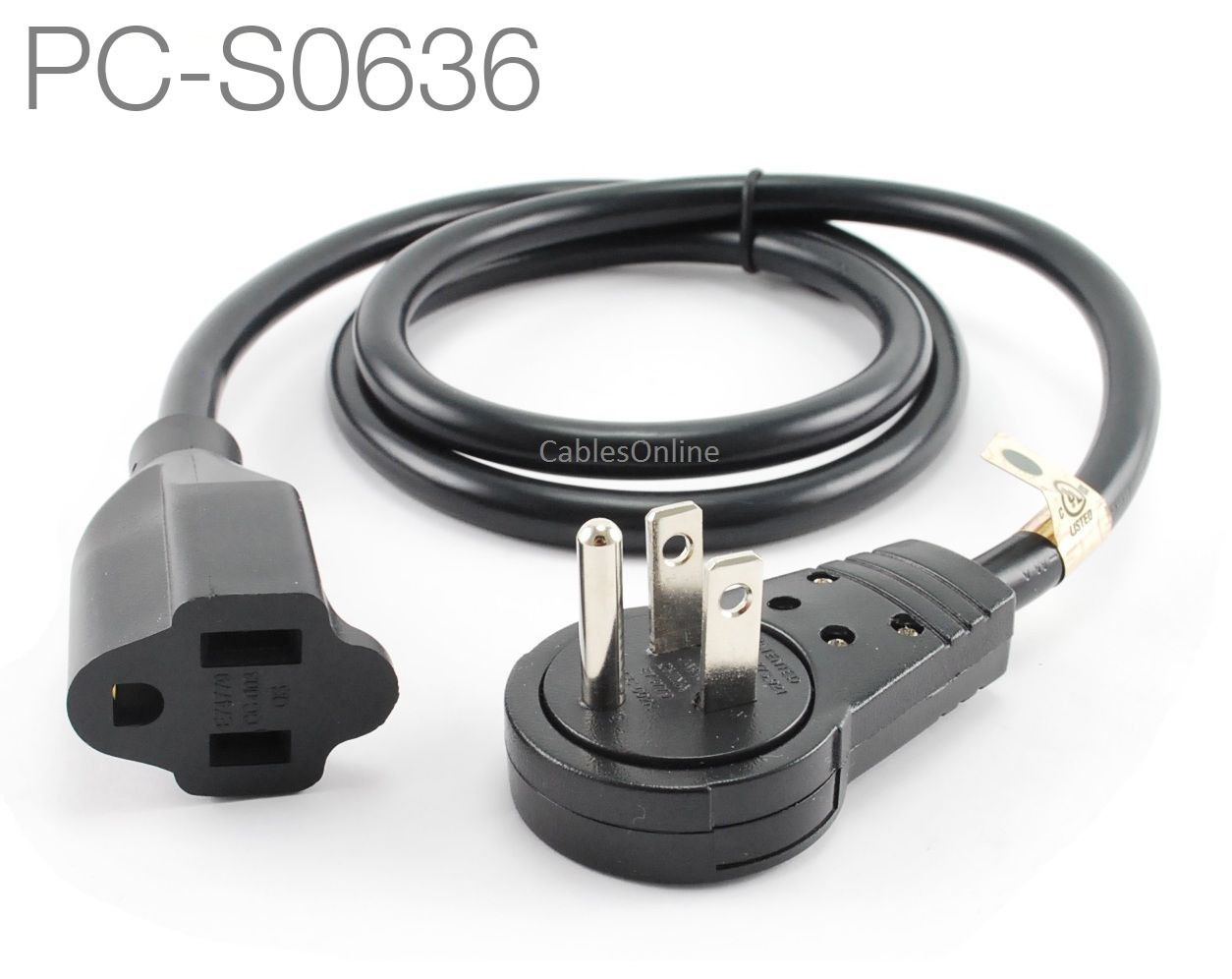 3ft. Rotating 360 Degree Flat Plug Power Extension Cord NEMA 5-15P/5-15R