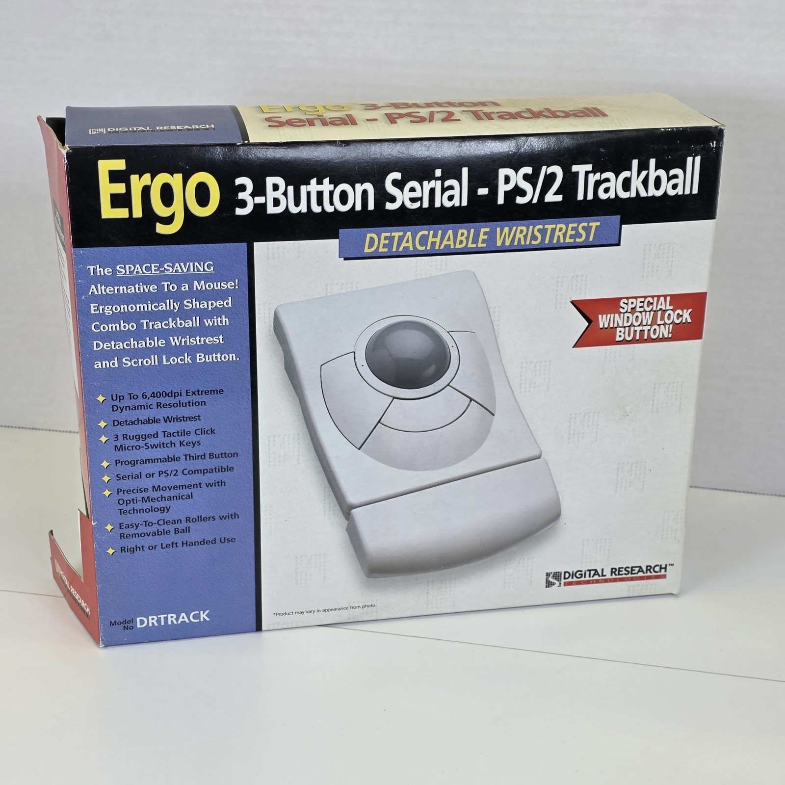 Vintage Digital Research Technology Ergo 3 Button Serial PA/2 Trackball