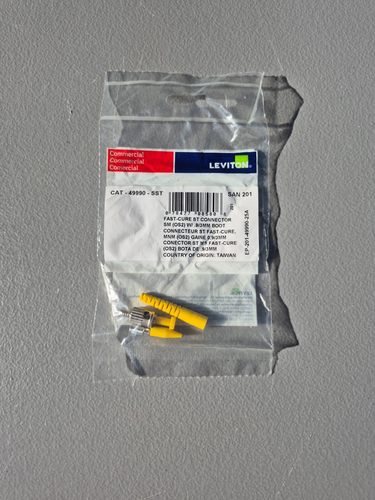 Sealed Leviton 49990-SST Fast-Cure Single Mode ST Fiber Optic Connector, New