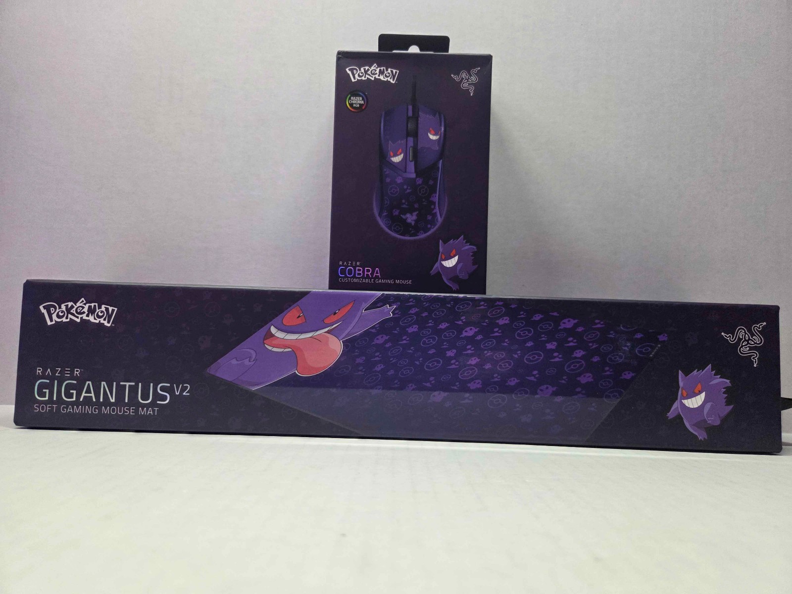 Pokemon x Razer Cobra Gaming Mouse Gigantus V2 Gengar Gaming Mouse Mat XXL Set