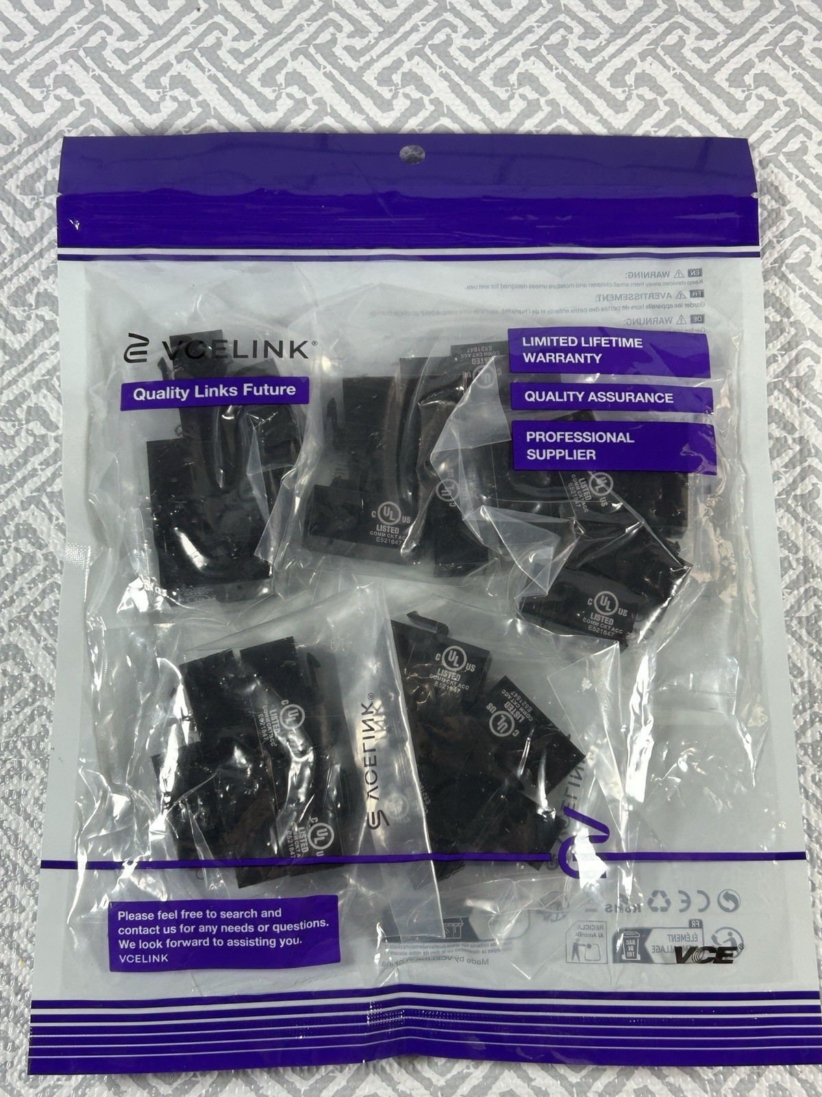 VCELINK CAT6 RJ45 Inline Coupler Black 25-Pack UL Listed Network Jack NEW Sealed