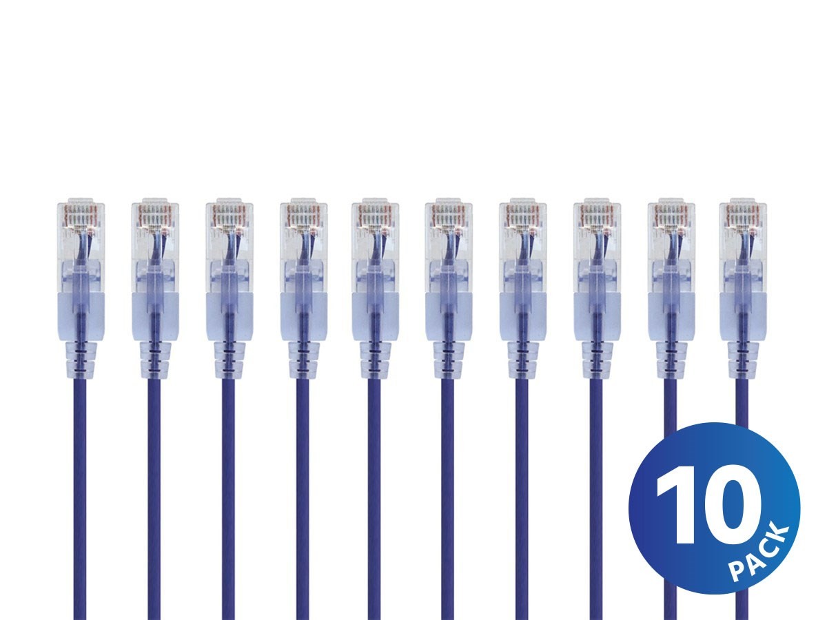 Monoprice Cat6A Ethernet Network Patch Cable - 25 Feet - Purple | 10-Pack, 10G