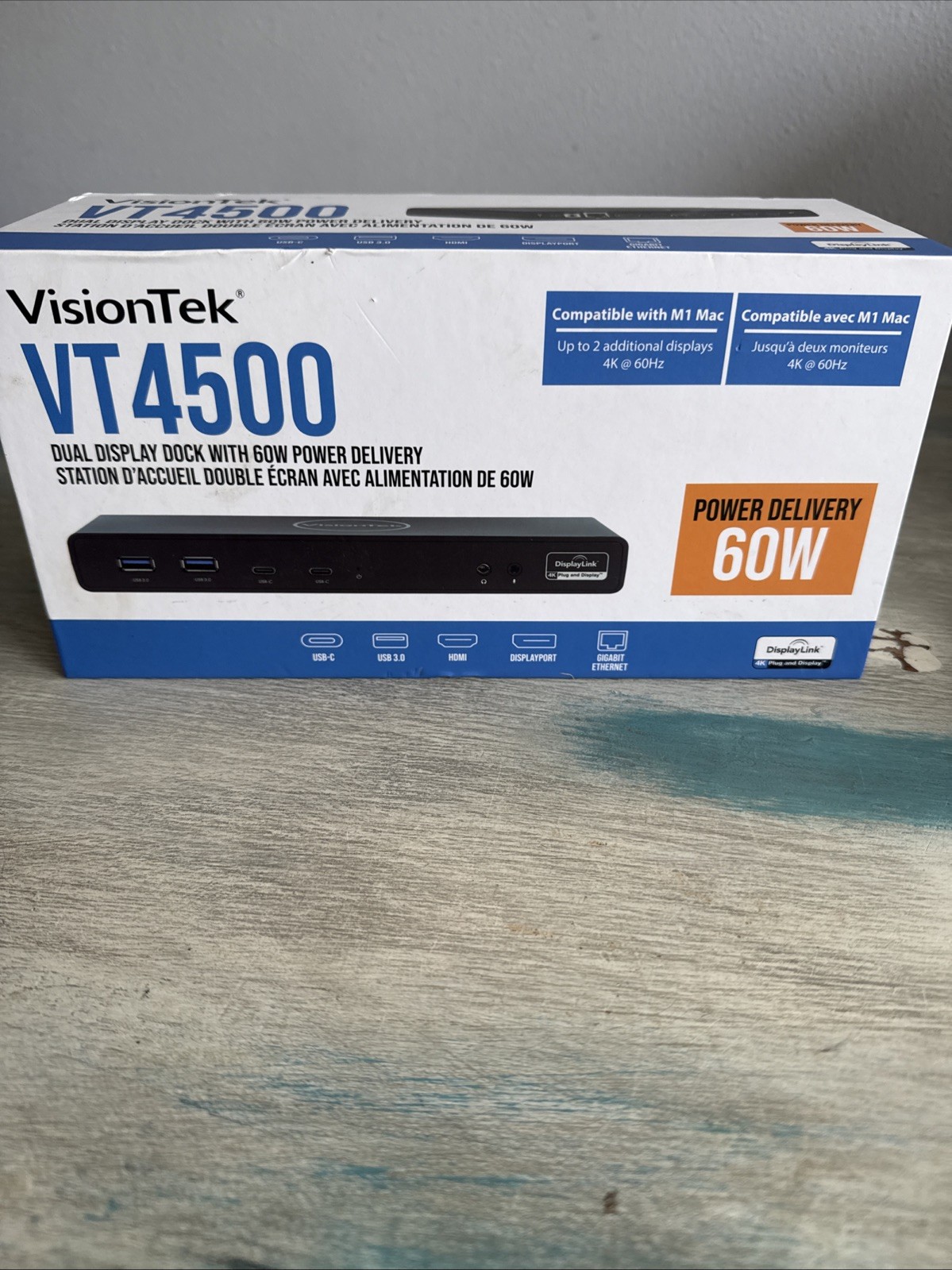 VisionTek VT4500 Dual Display 4K USB 3.0 & USB-C Docking Station Power Delivery